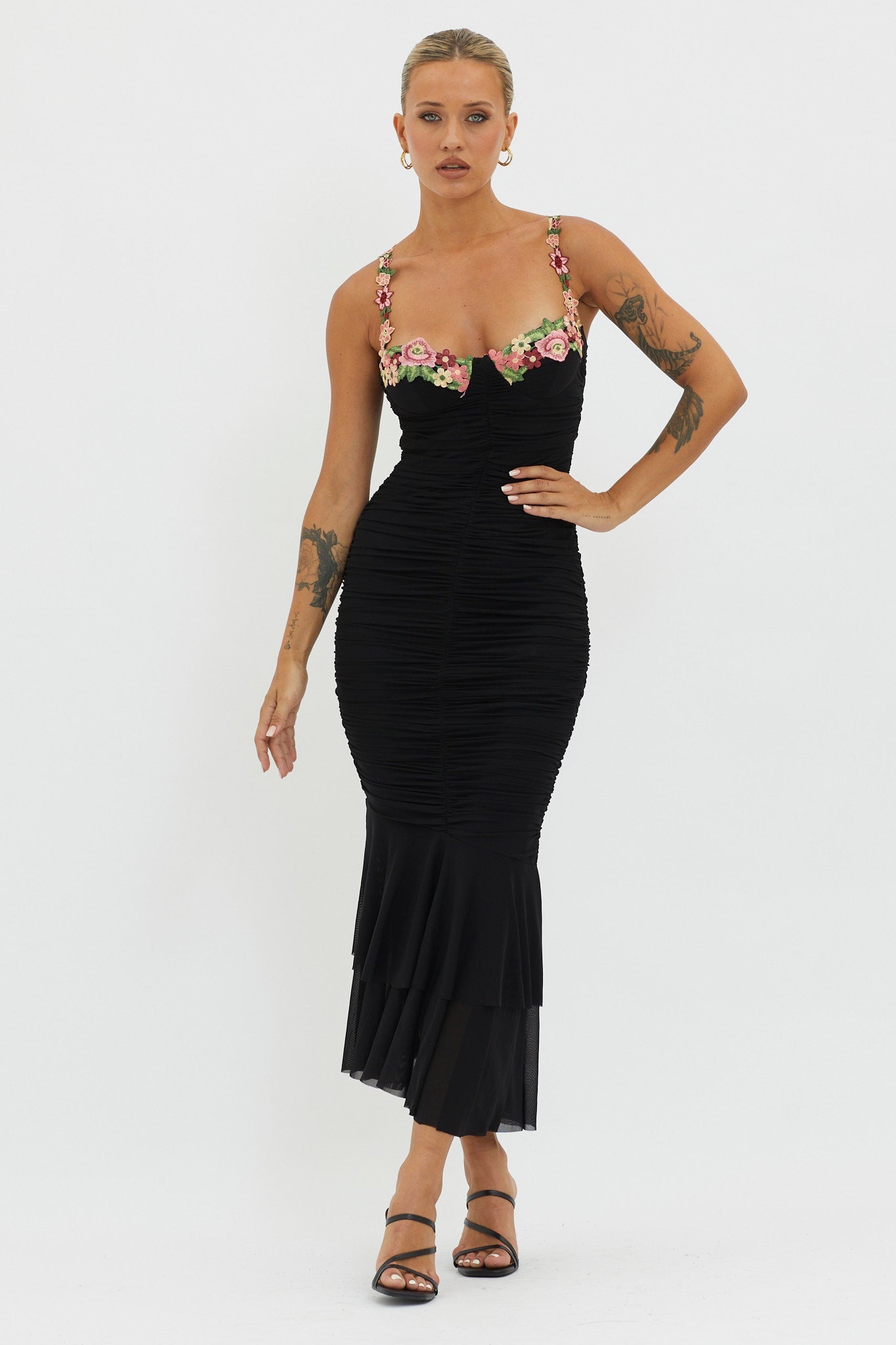 ANAELLE MIDI DRESS -BLACK
