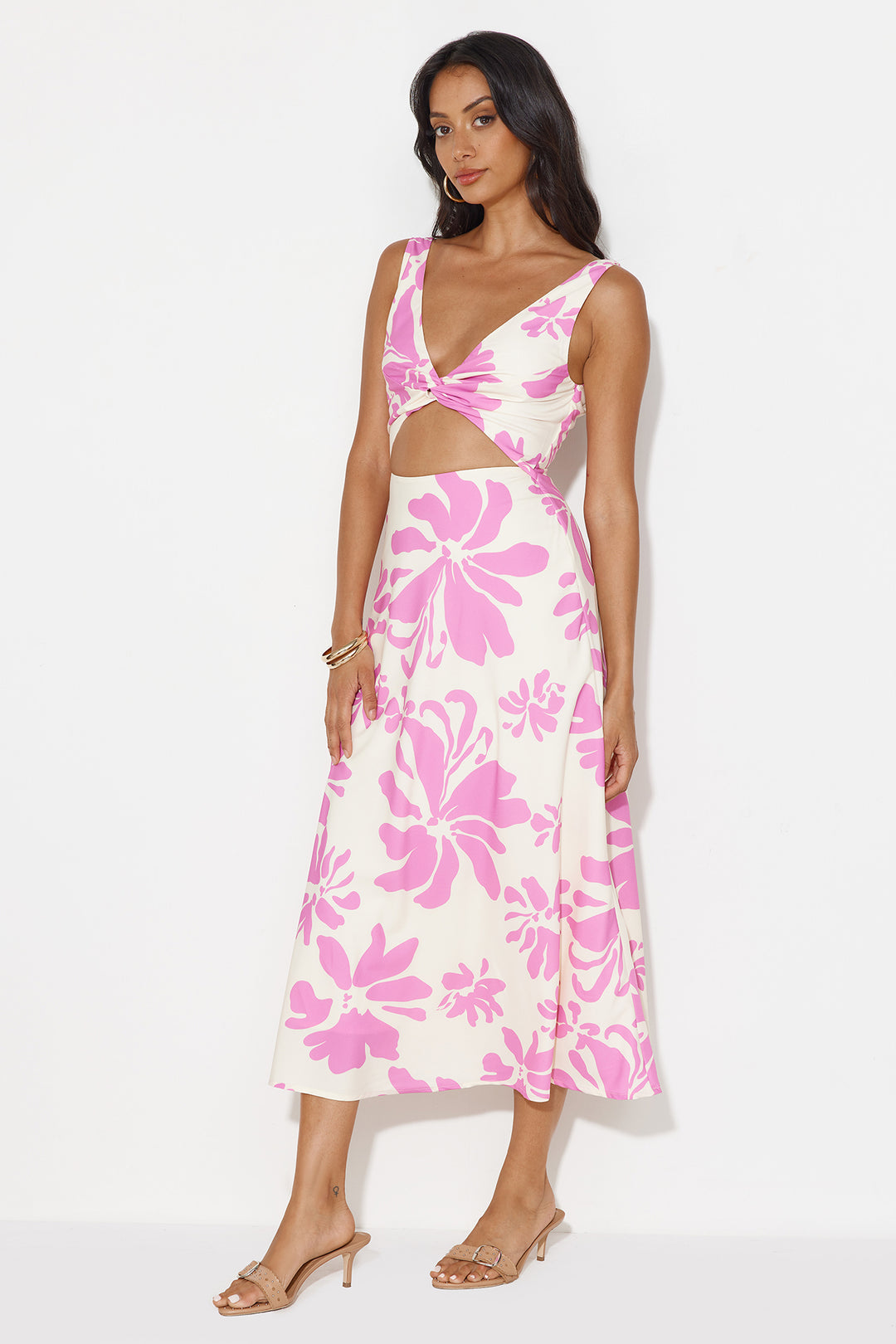 MACI MIDI DRESS -PINK FLORAL
