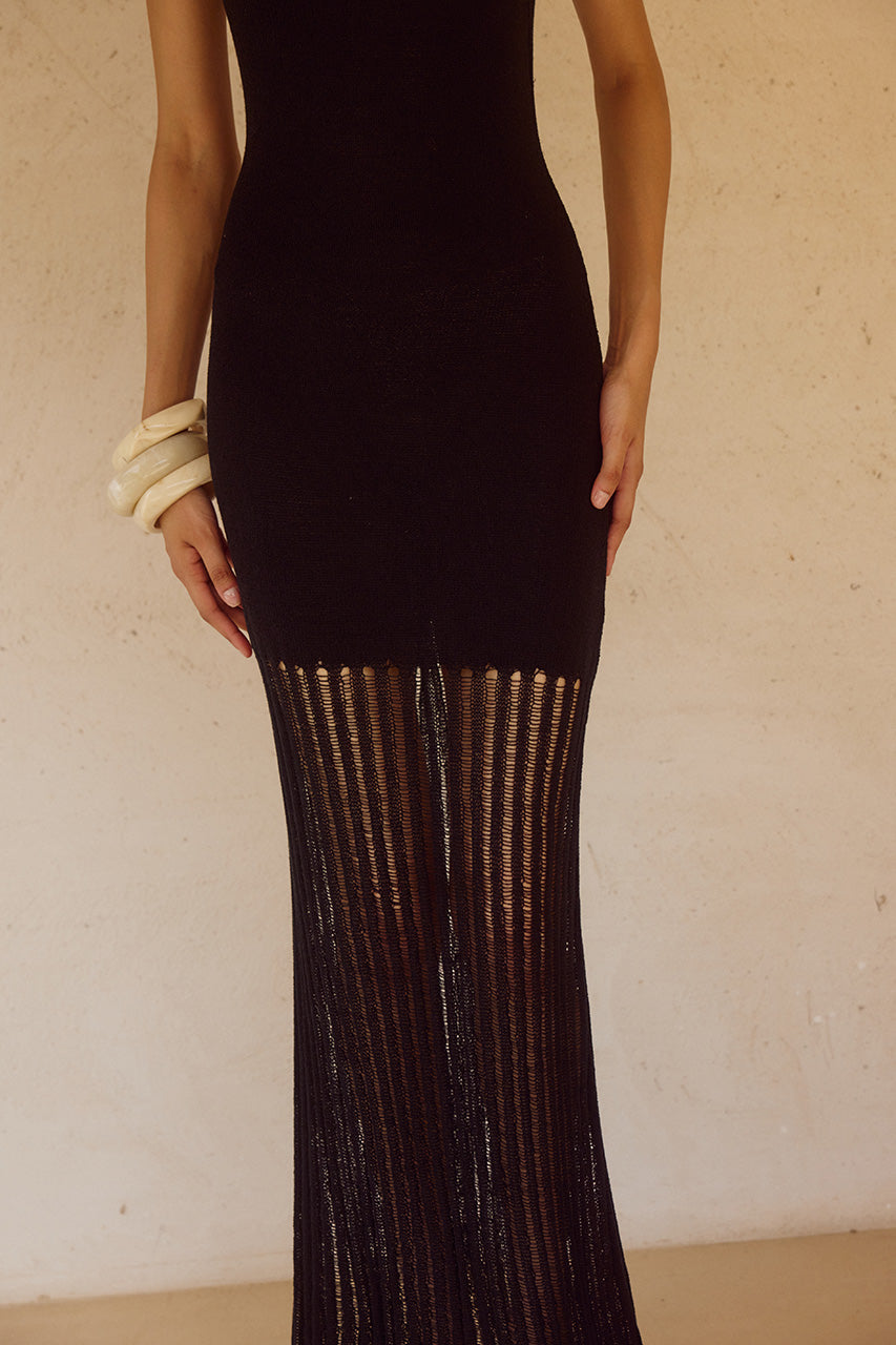 JACQUES KNIT MAXI DRESS - BLACK