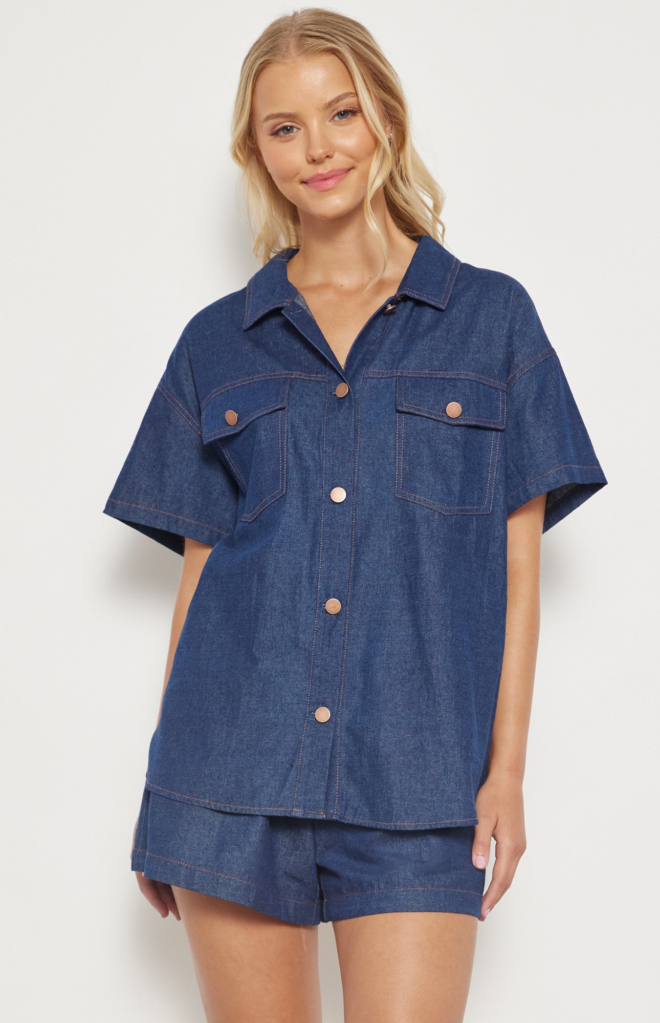 ALBERTINE SHIRT & SHORT SET -DARK NAVY