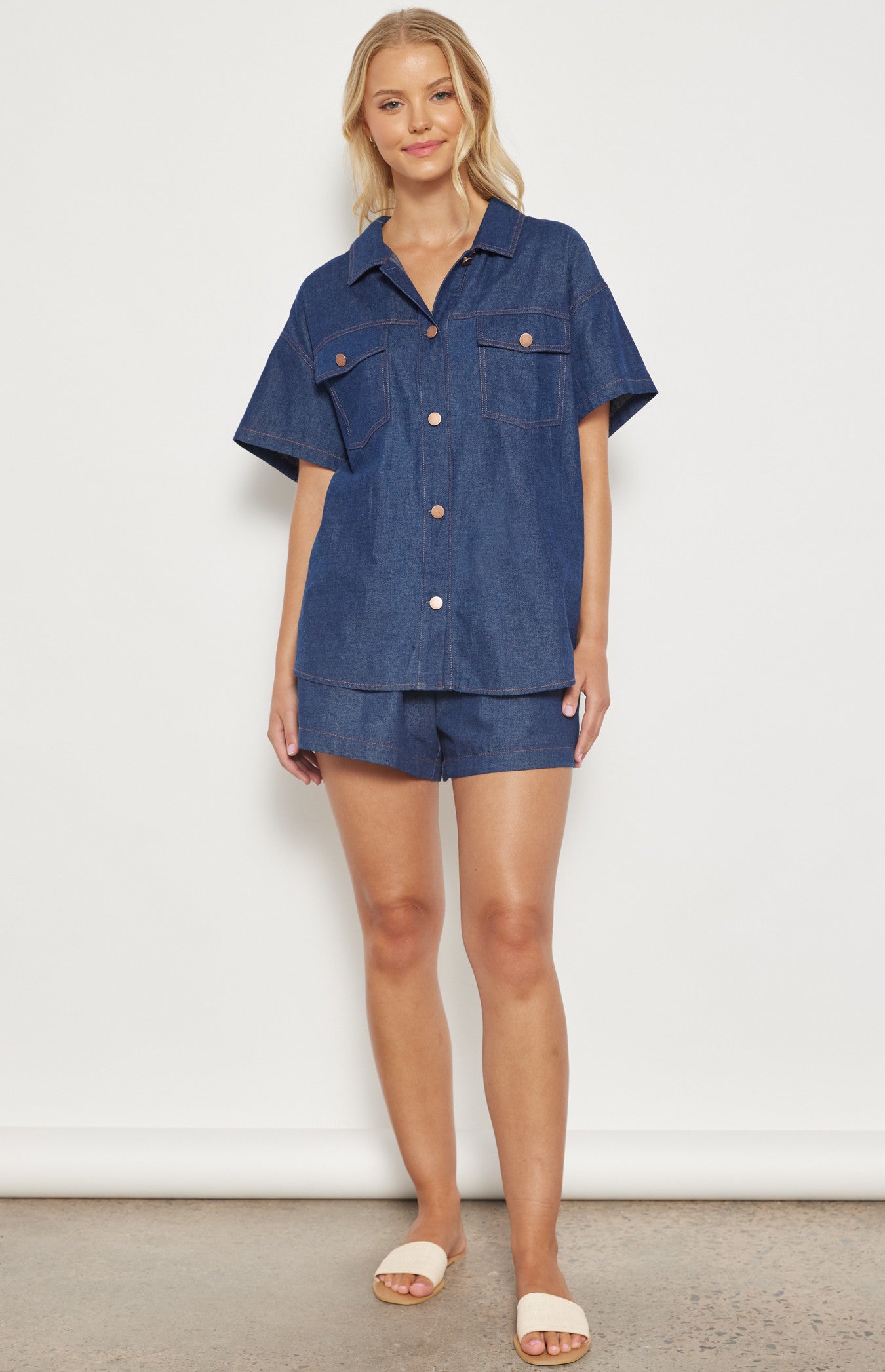 ALBERTINE SHIRT & SHORT SET -DARK NAVY