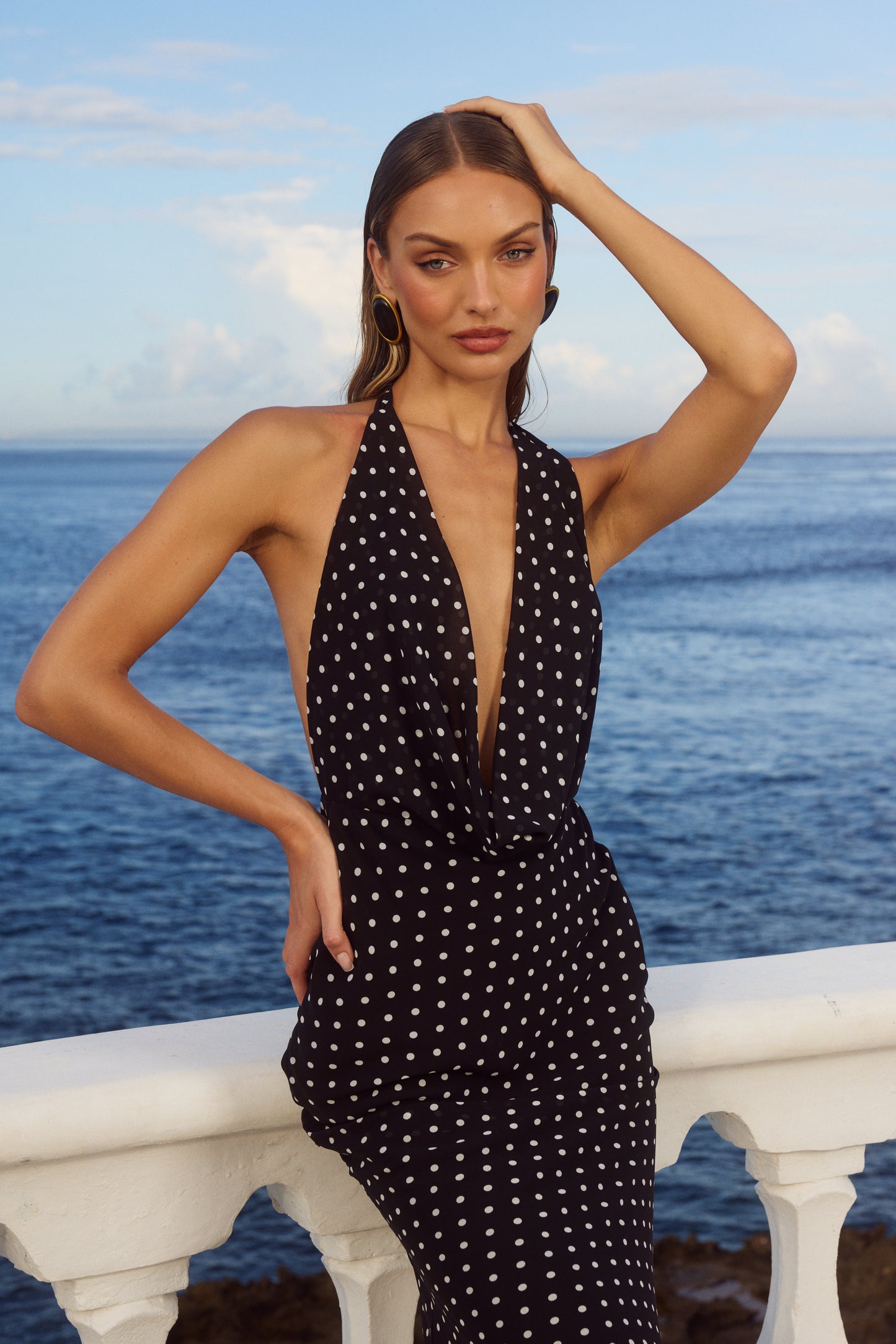 LEXIE MAXI DRESS - BLACK POLKA