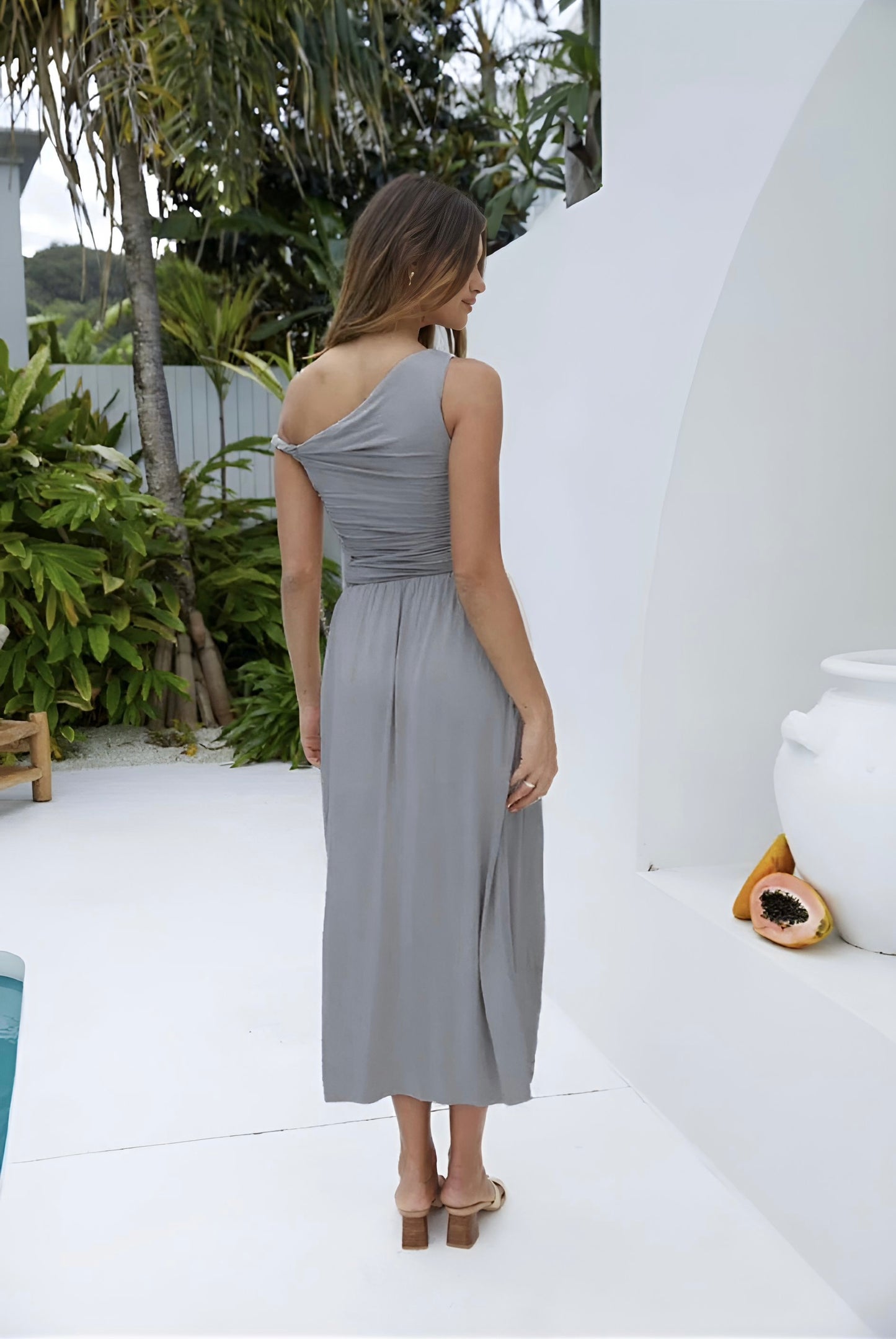 COASTAL MIDI DRESS -CHARCOAL