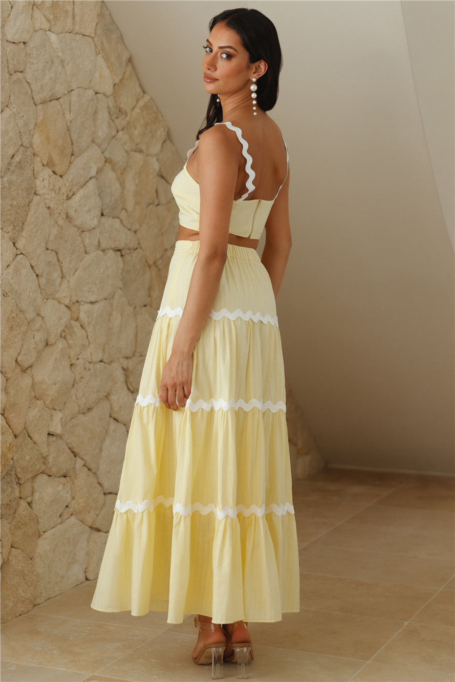 INEMOA TOP & SKIRT SET -YELLOW/WHITE