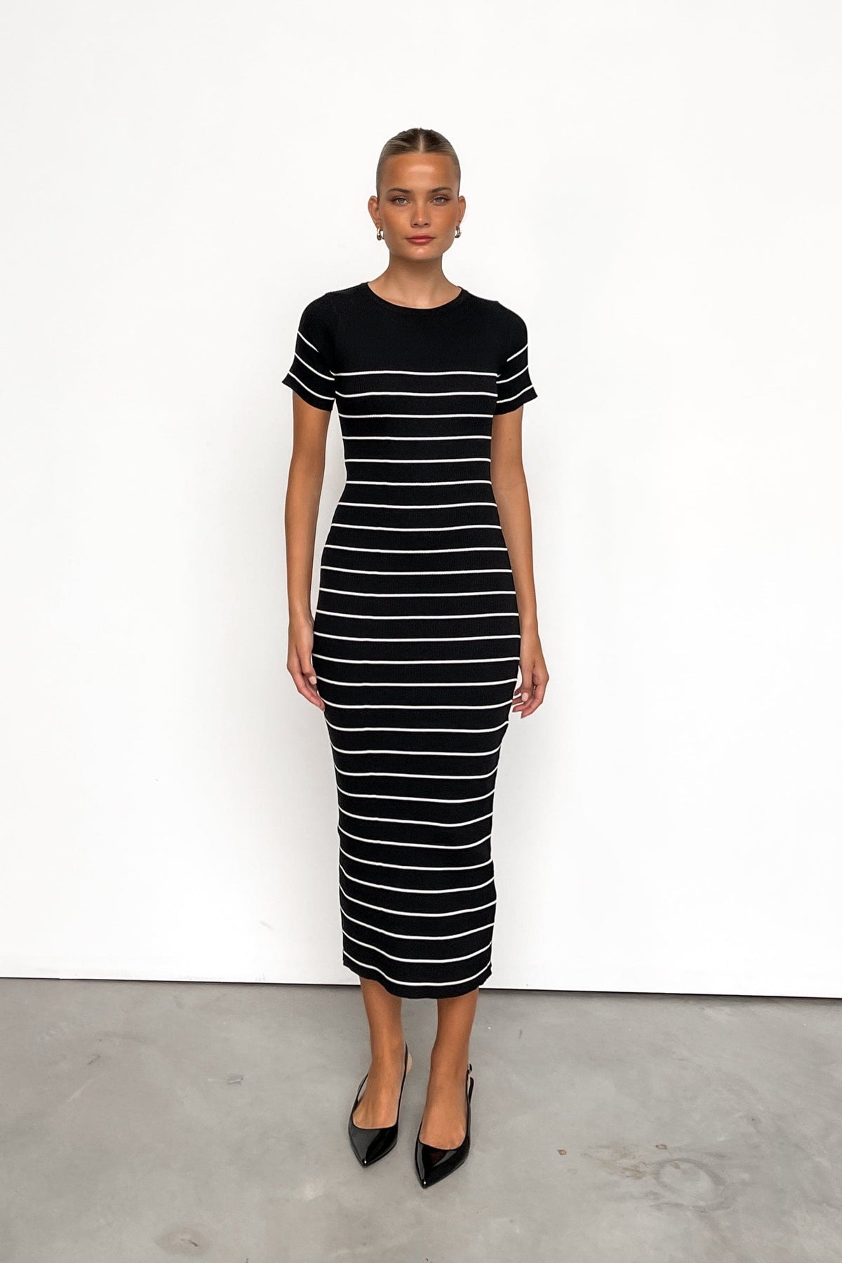 BAVENA MIDI DRESS -BLACK/WHITE
