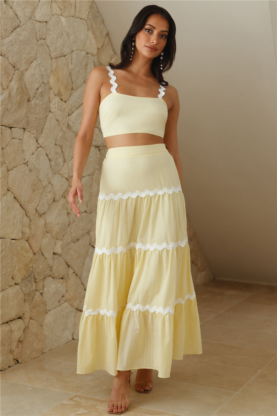 INEMOA TOP & SKIRT SET -YELLOW/WHITE