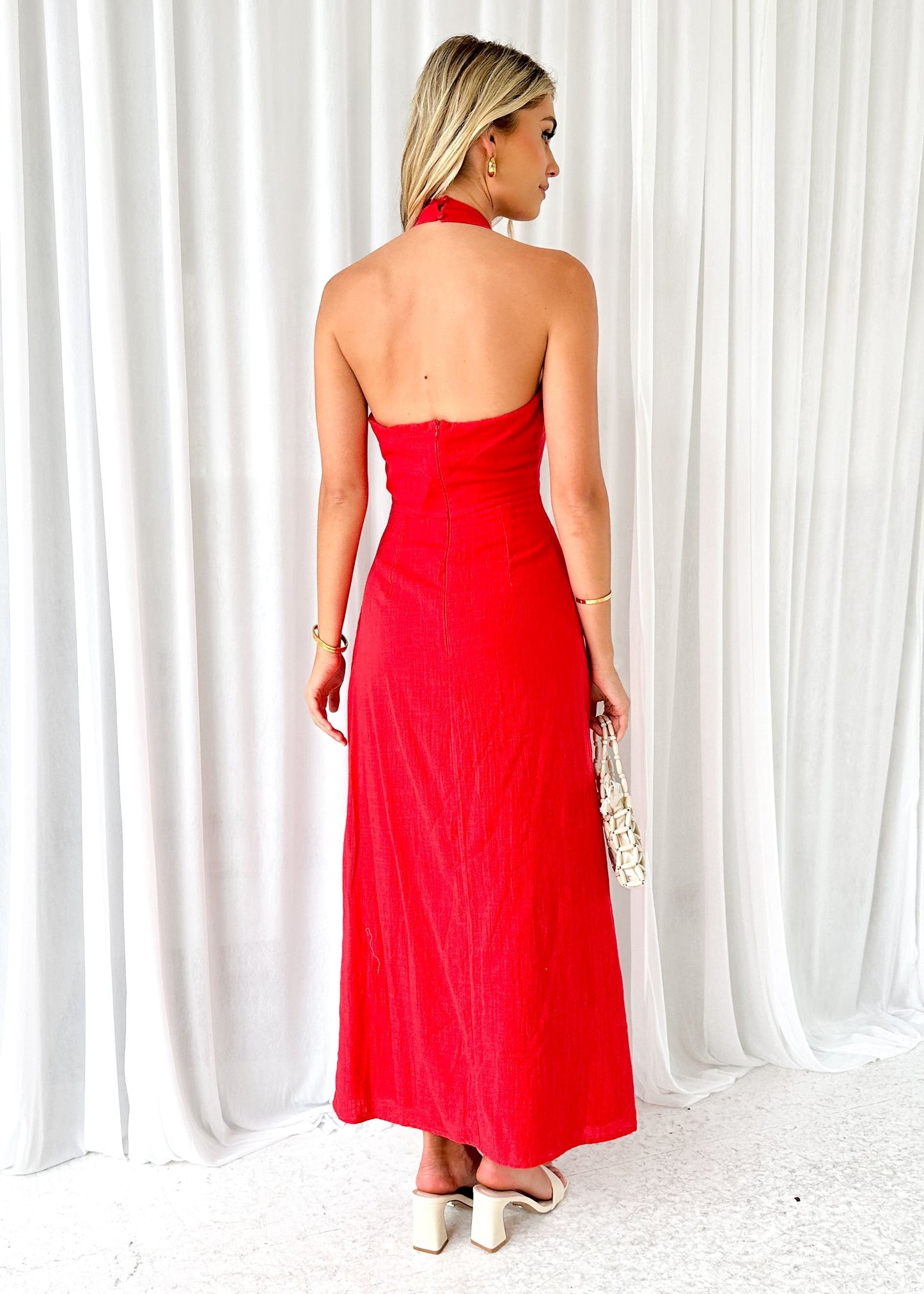 AGNES MIDI DRESS -RED
