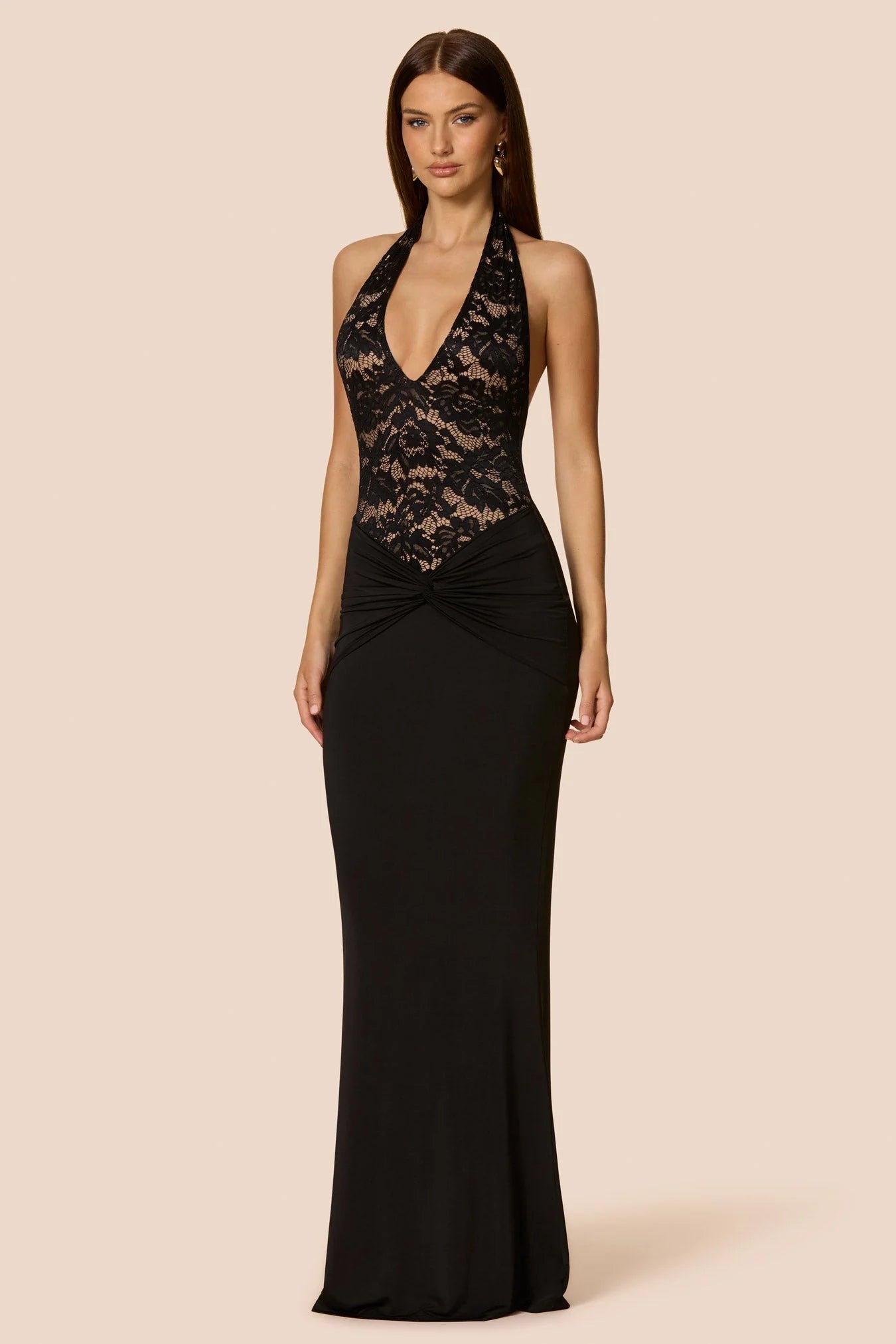 LENNOX HALTER GOWN - BLACK