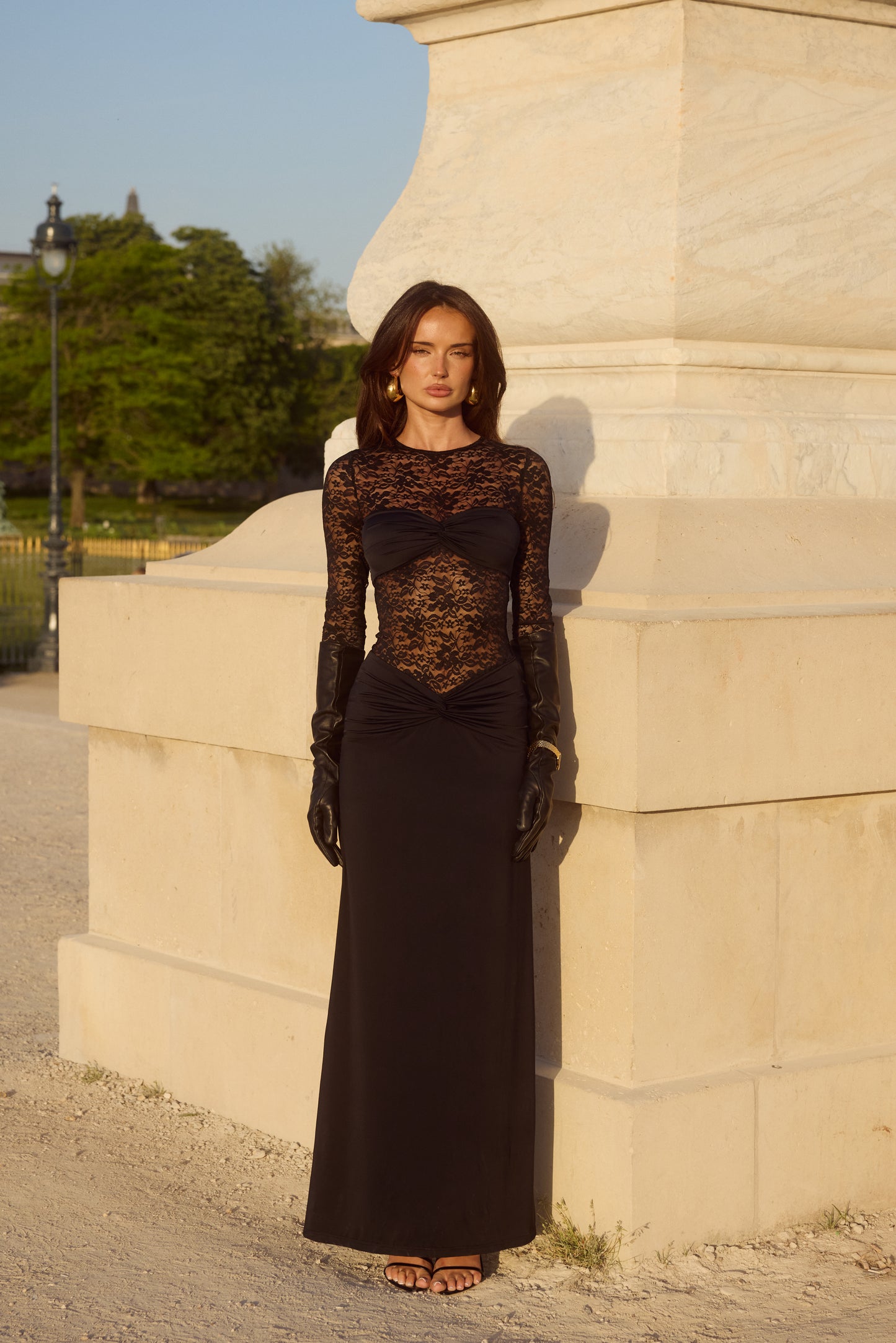 LARNA SLEEVED MAXI DRESS - BLACK
