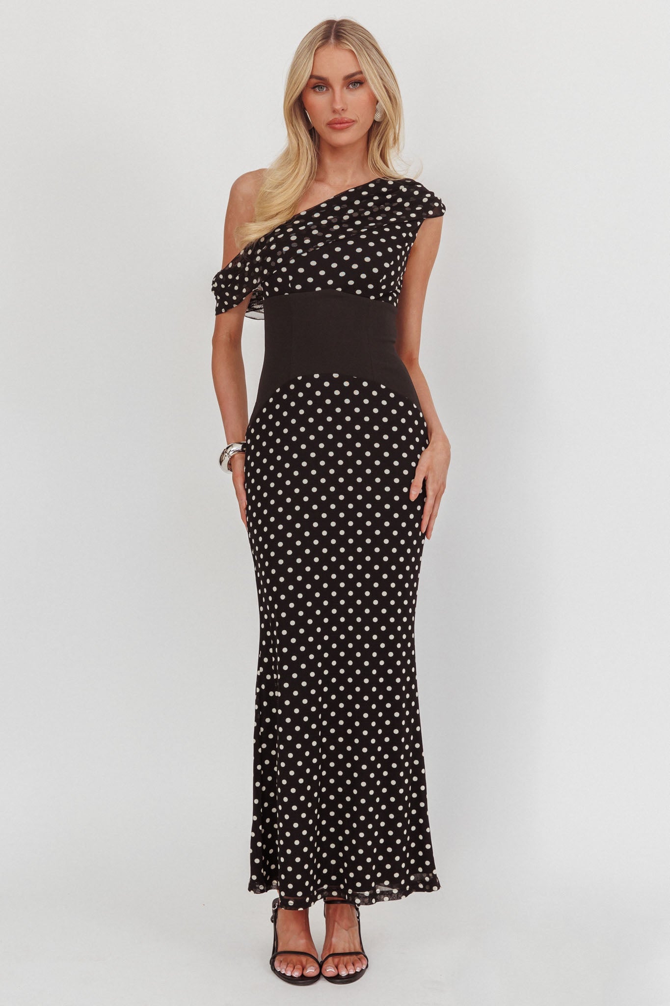 CRAWFORD MAXI DRESS - BLACK POKA