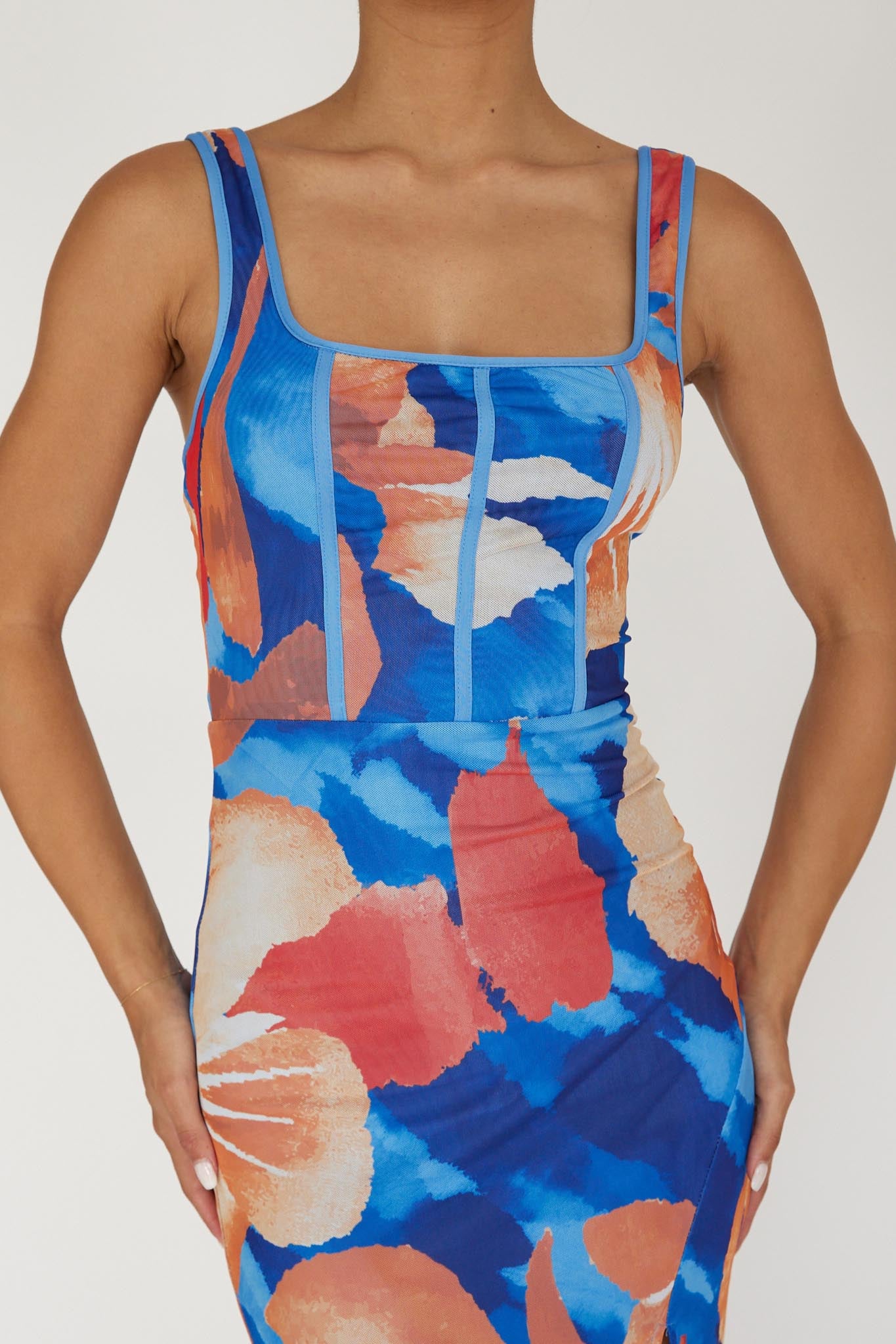ATHENA MIDI DRESS -BLUE MULTI