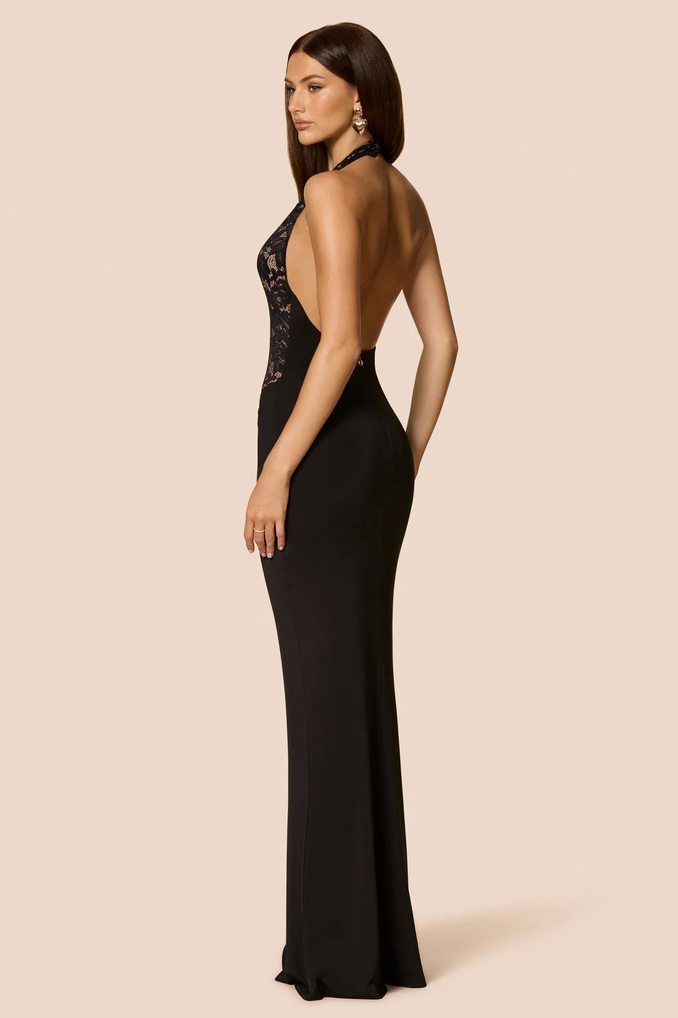 LENNOX HALTER GOWN - BLACK