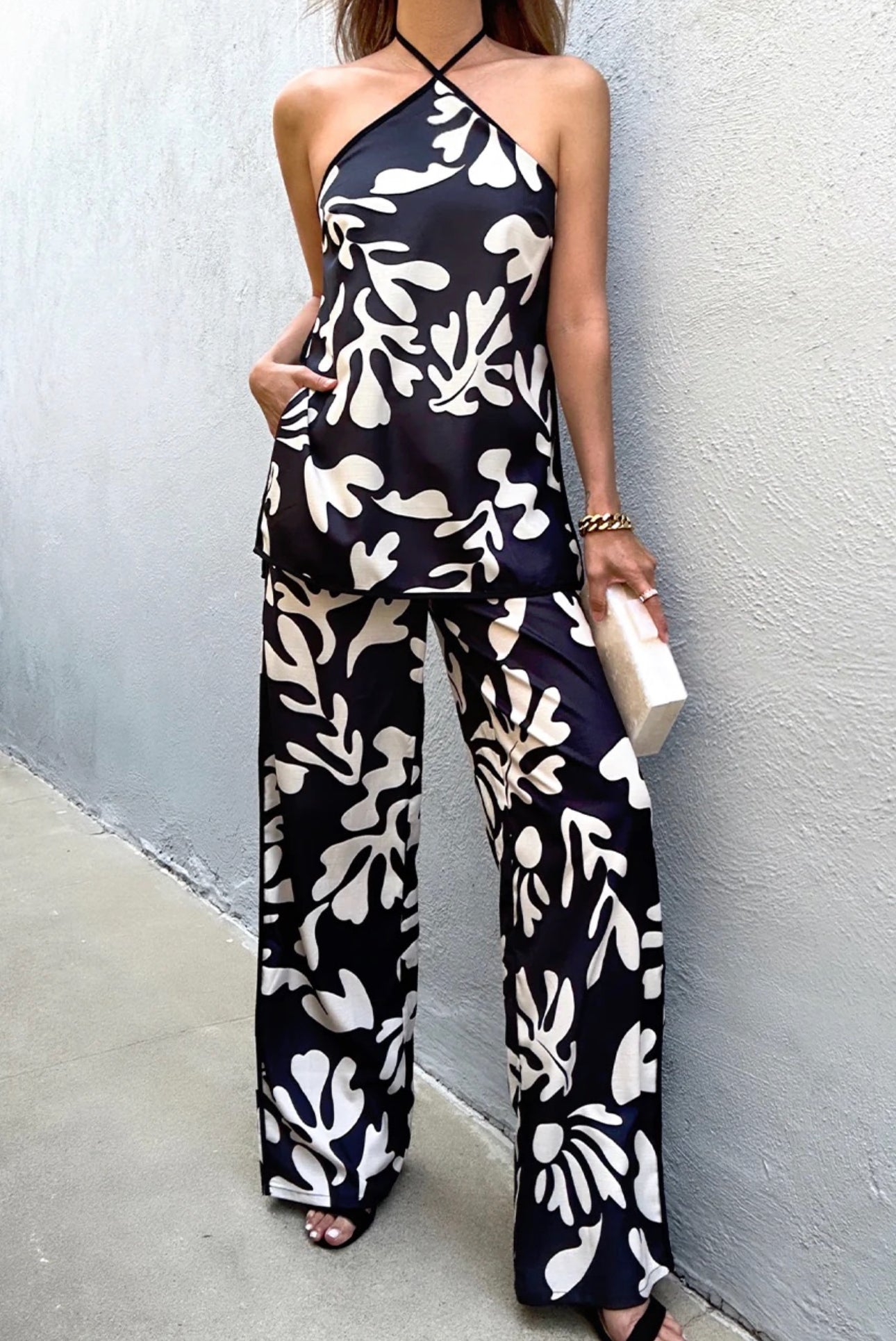 ILAH TOP & PANT SET -BLACK BOTANICA