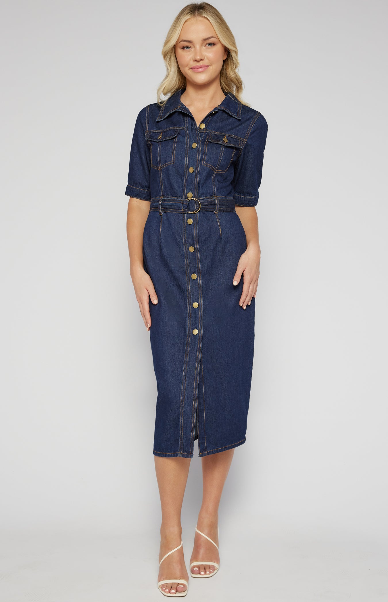 ELODIE MIDI DRESS -DENIM