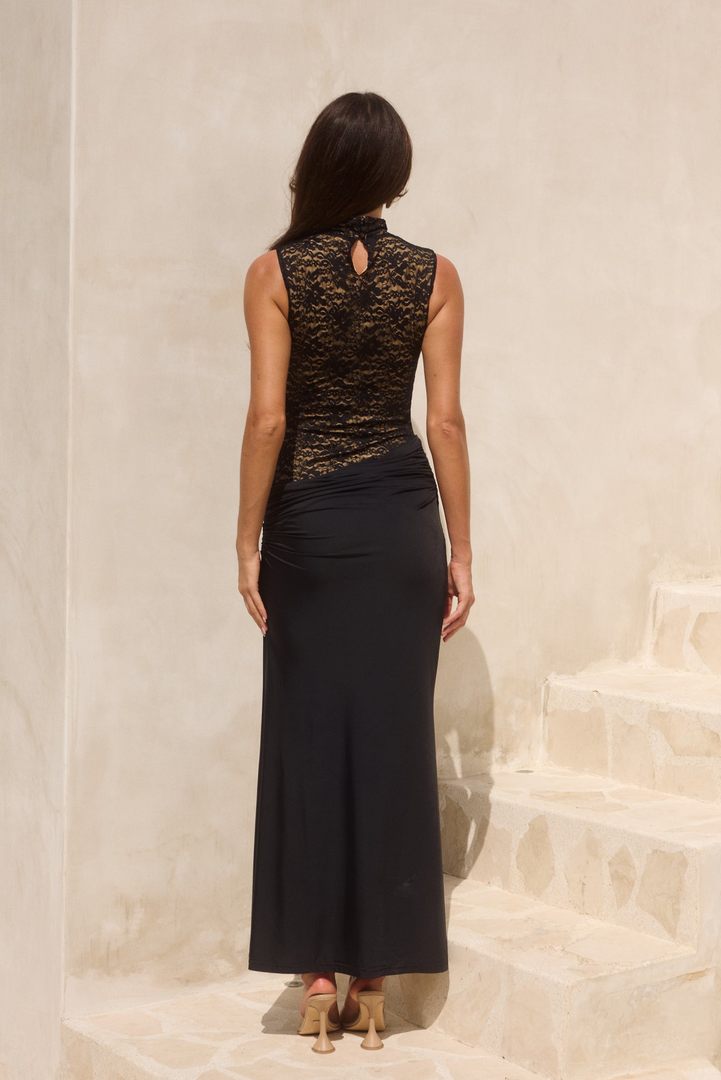 CASANA HIGH NECK MAXI DRESS - BLACK