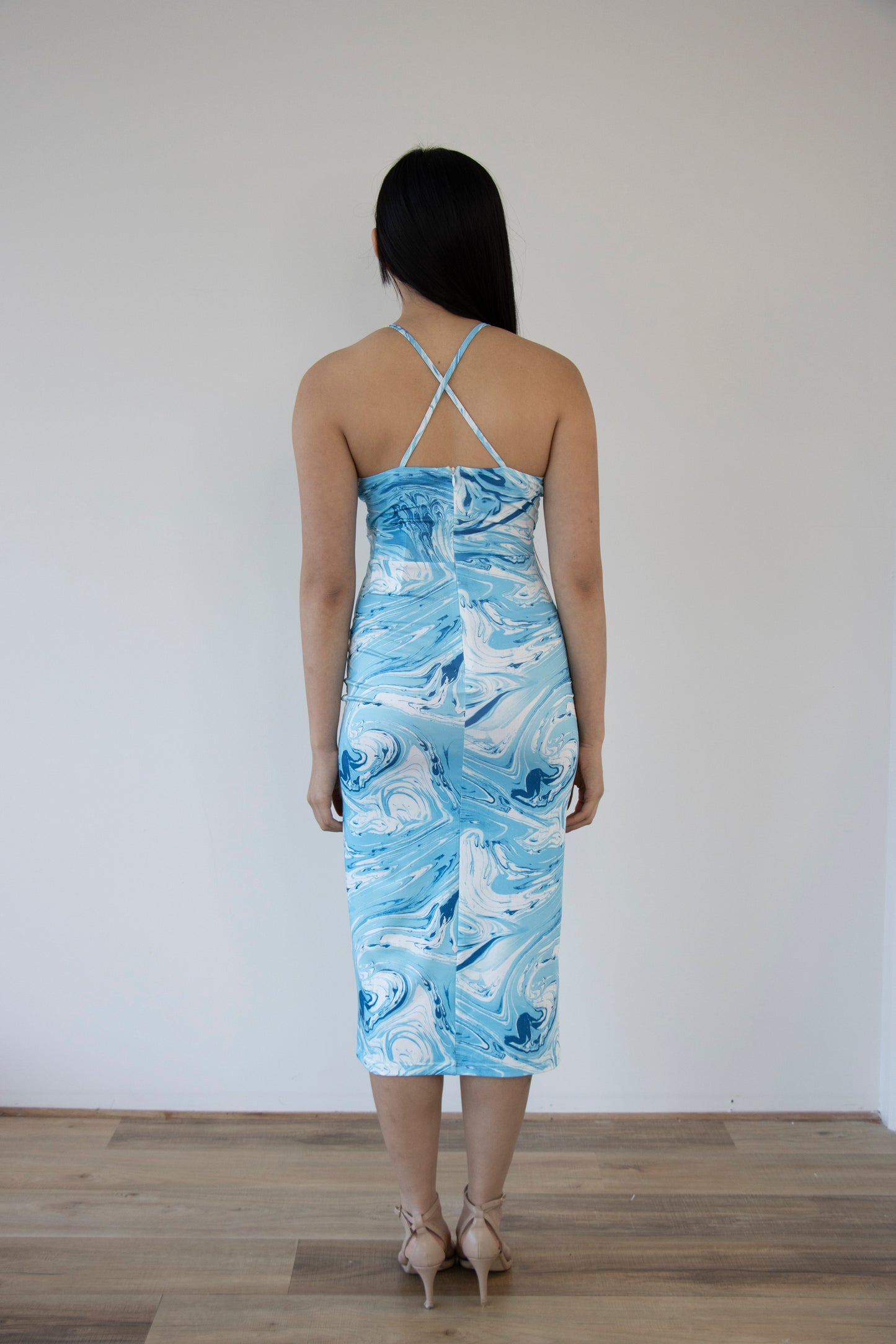 CLAIRA MIDI DRESS -BLUE