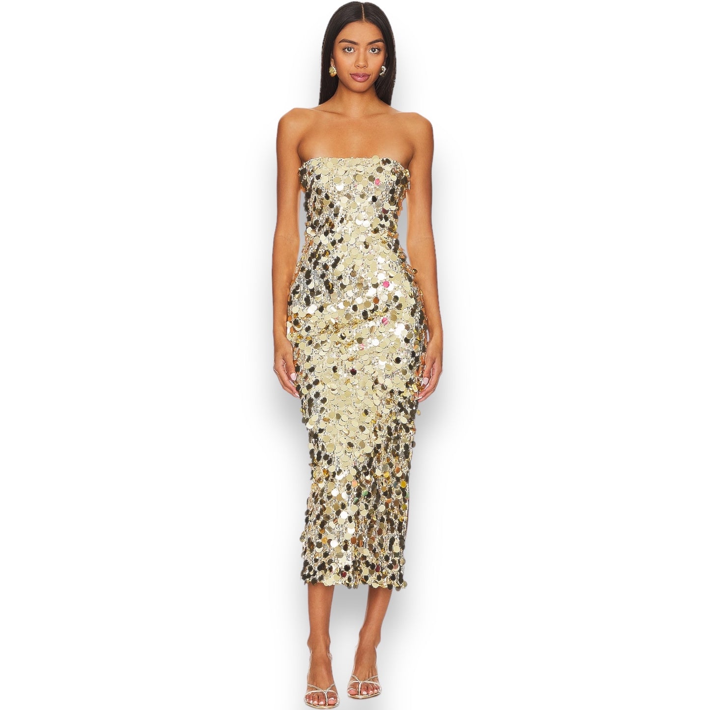GABOURNE MIDI DRESS -GOLD