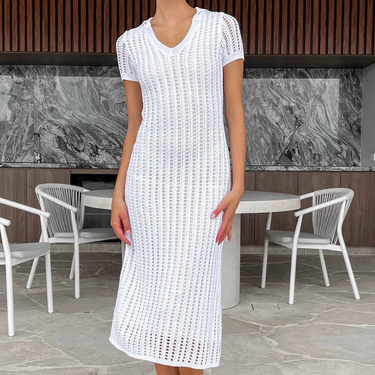ELLIA MIDI DRESS -WHITE