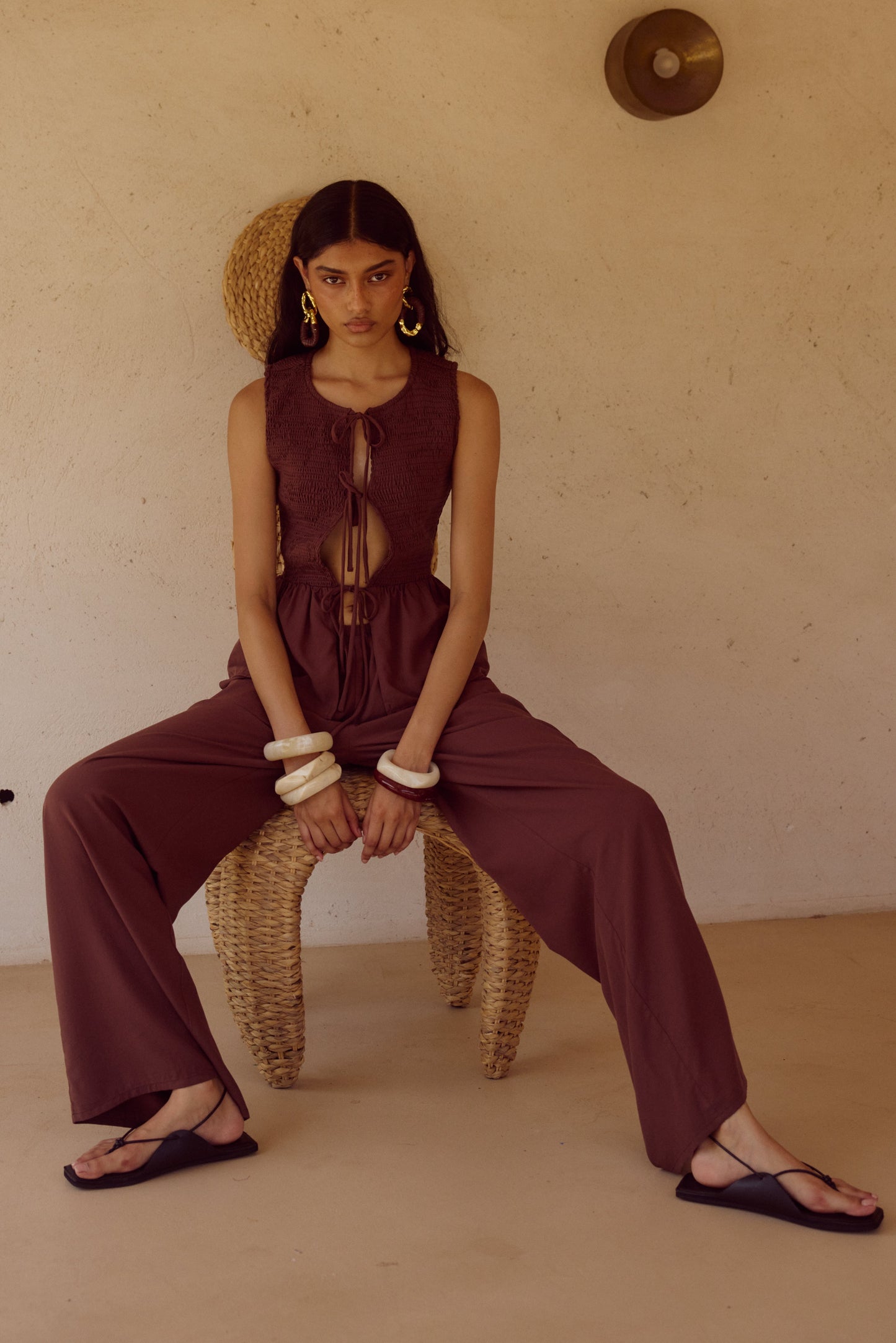 FLEUR PALAZZO PANT - CHOCOLATE