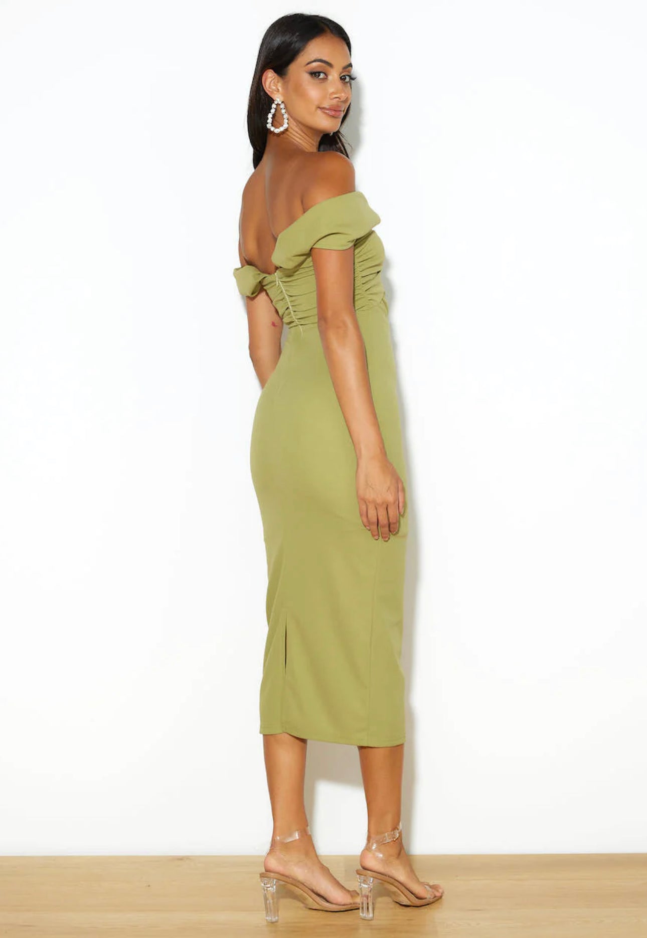 ZIYA MIDI DRESS -OLIVE