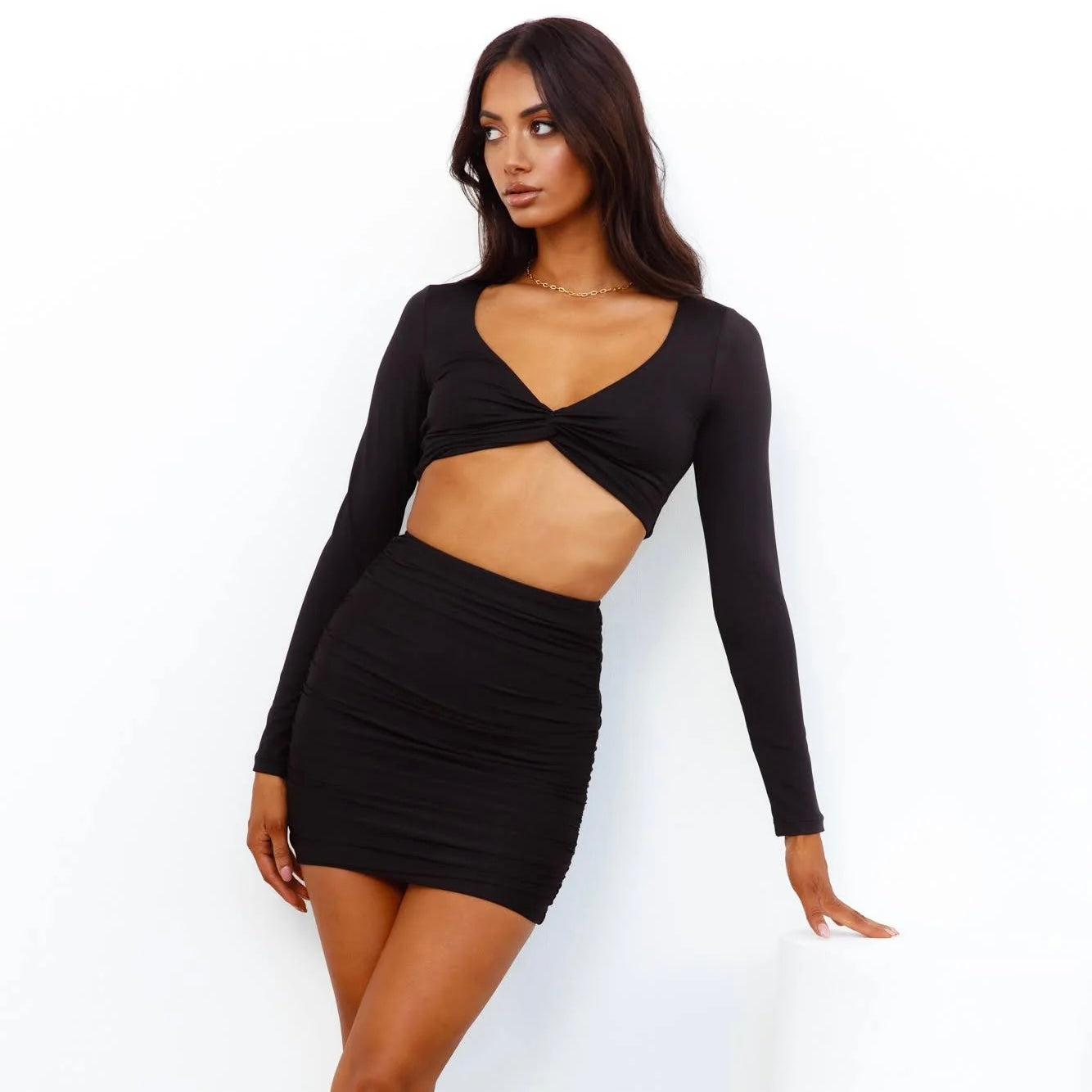 AVA TOP & SKIRT SET -BLACK