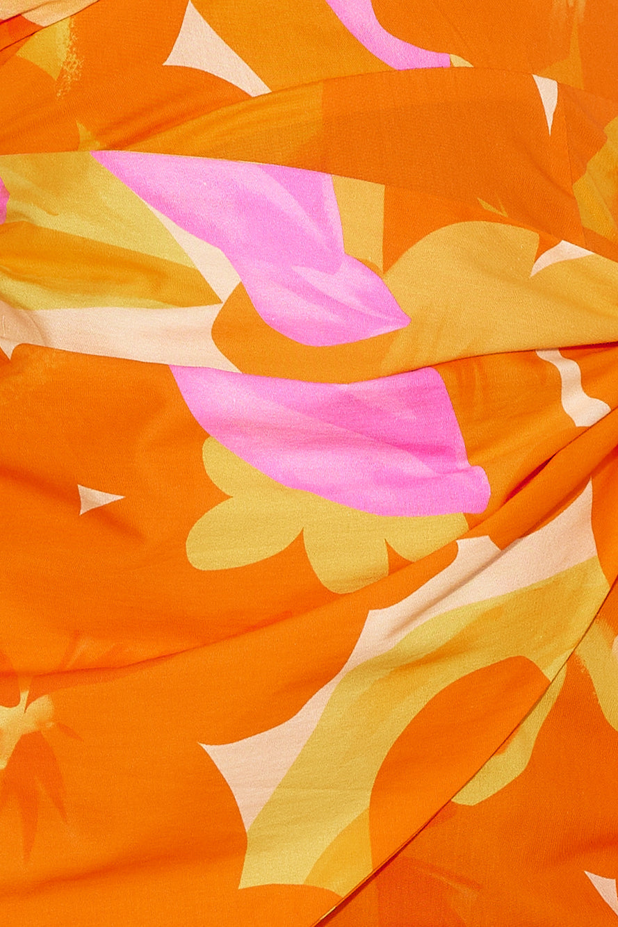 RUBY MINI DRESS -ORANGE FLORAL