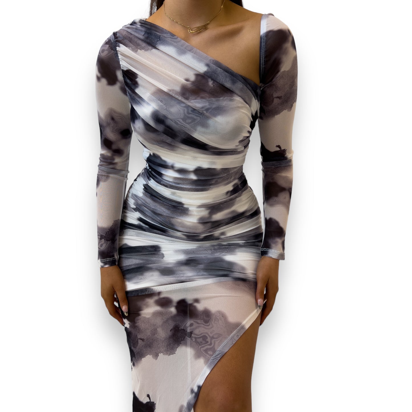 CECILA MIDI DRESS -BLACK/WHITE