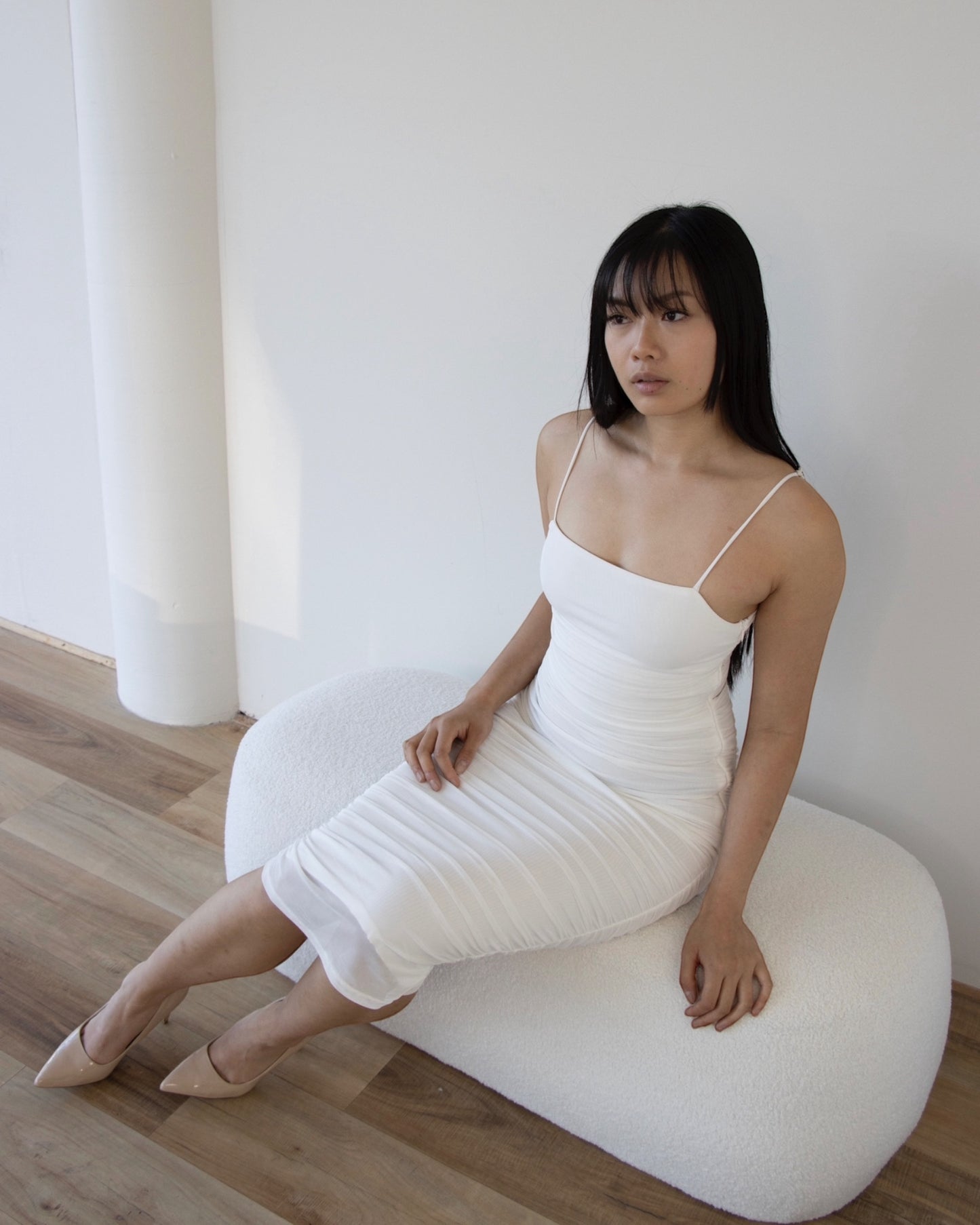 LIZZA MIDI DRESS -WHITE