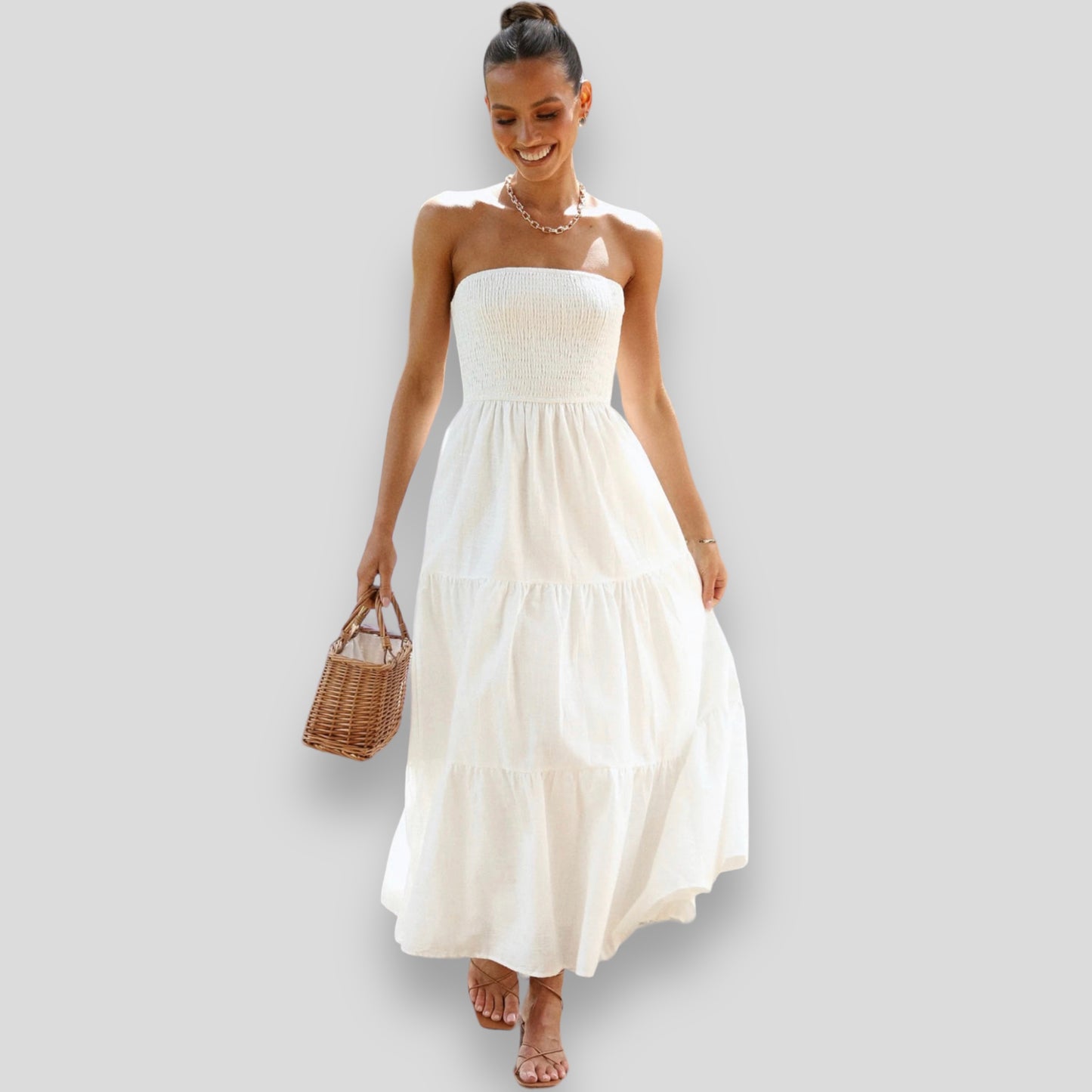 SUZI MIDI DRESS -WHITE