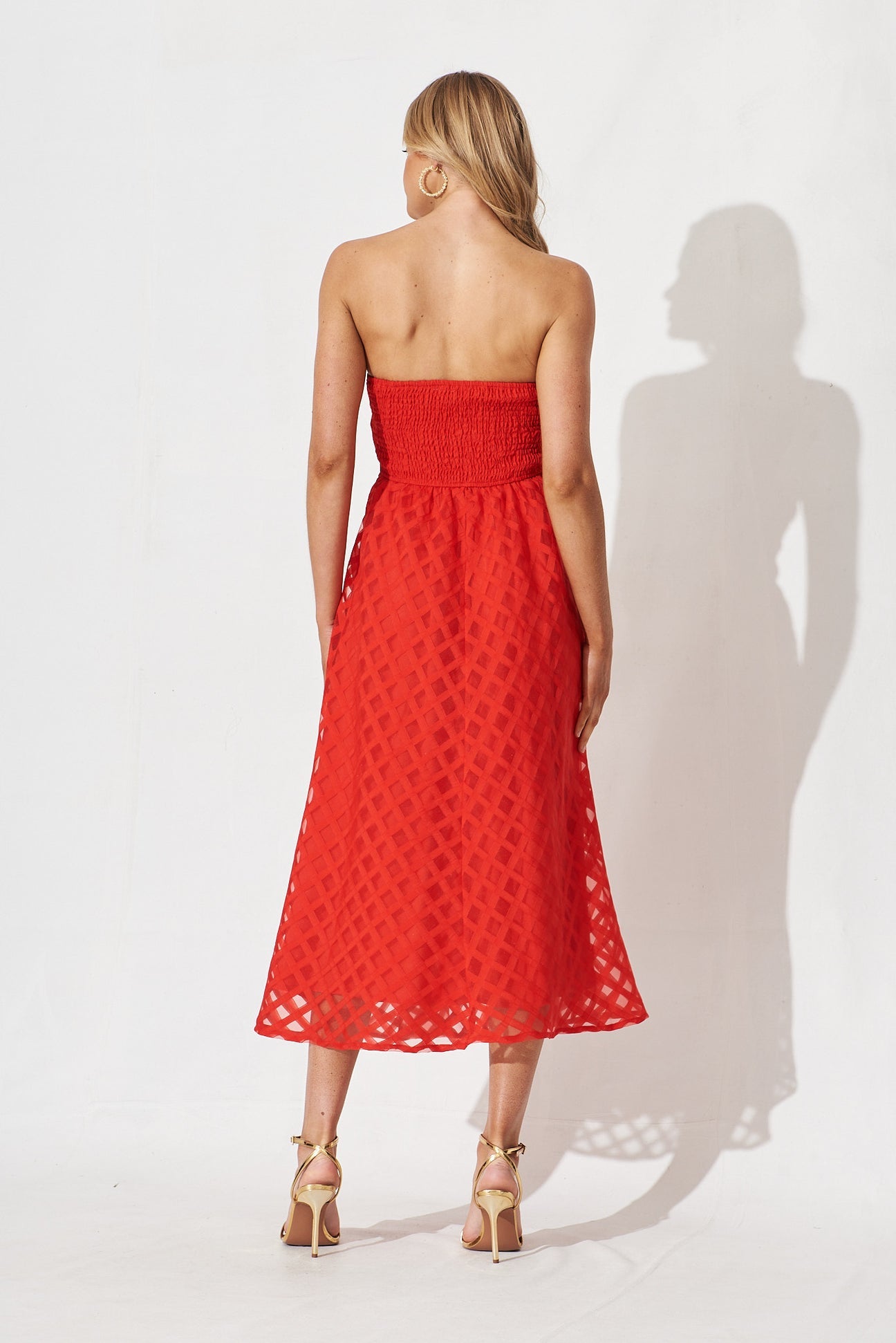 KISS MIDI DRESS -RED