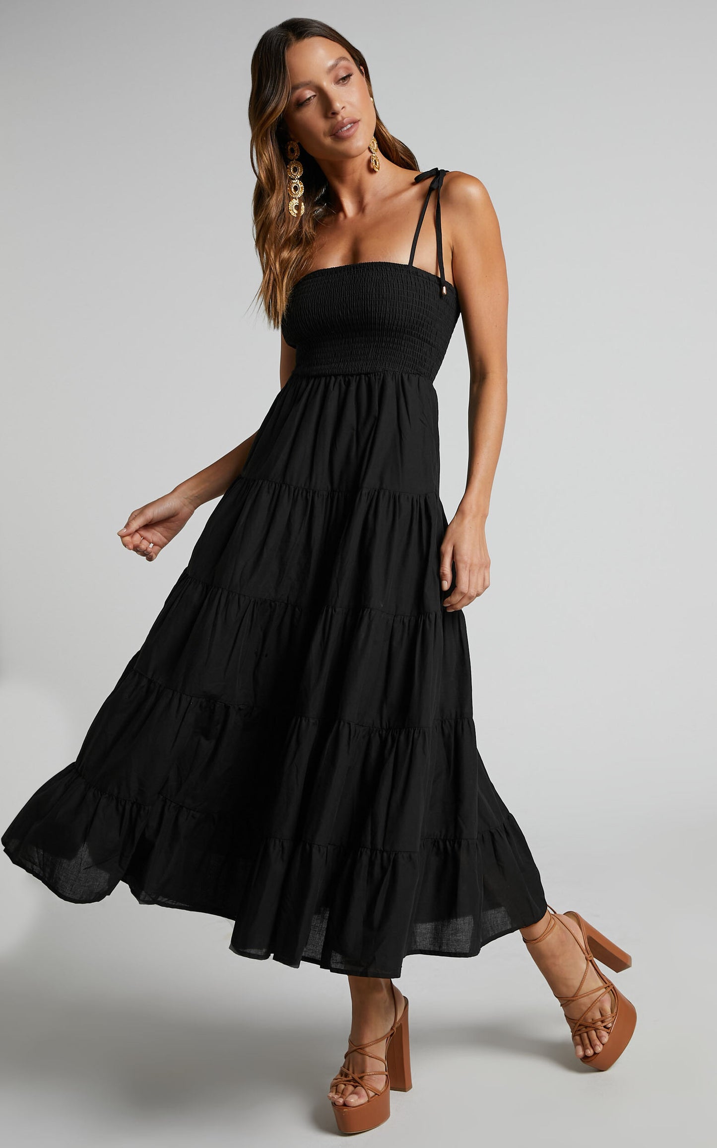 KIMOI MIDI DRESS -BLACK