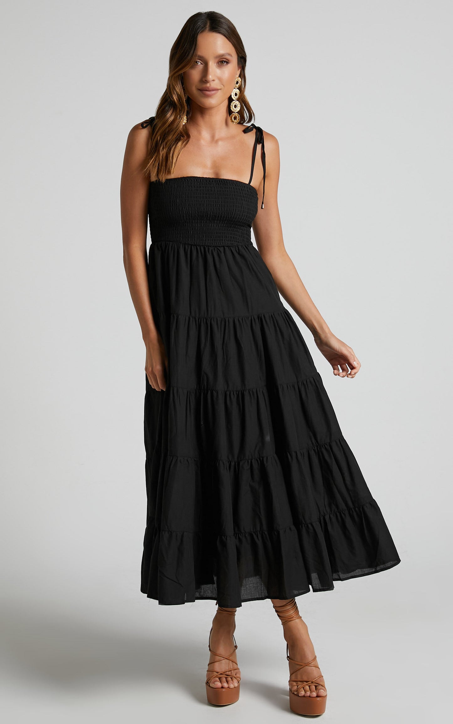 KIMOI MIDI DRESS -BLACK