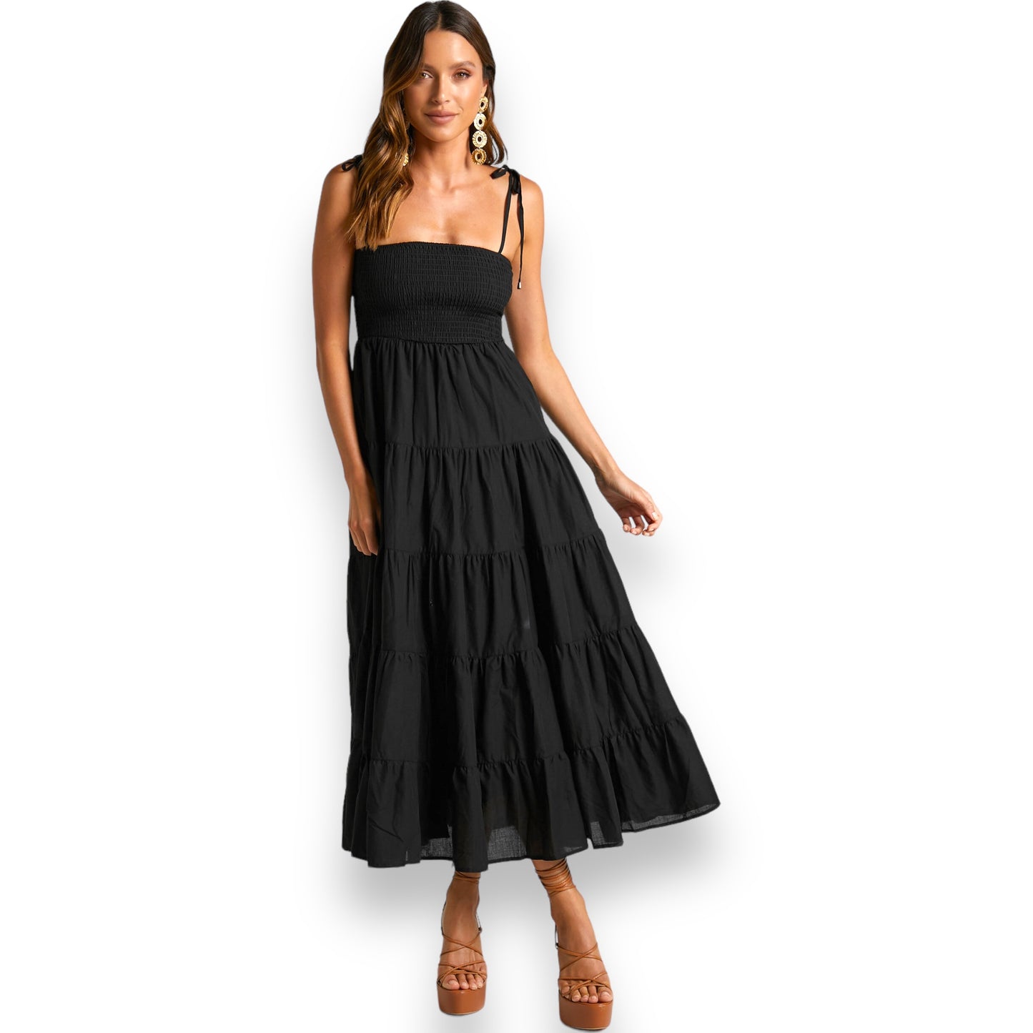 KIMOI MIDI DRESS -BLACK