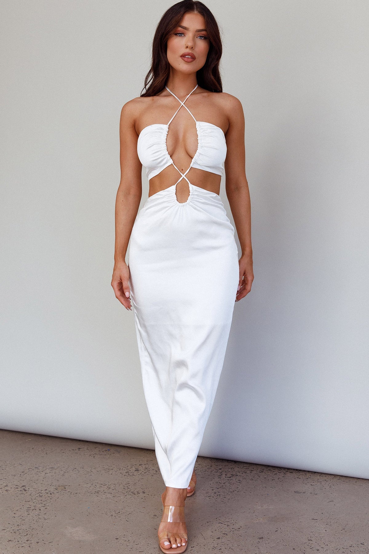 HUNNY MIDI DRESS -WHITE