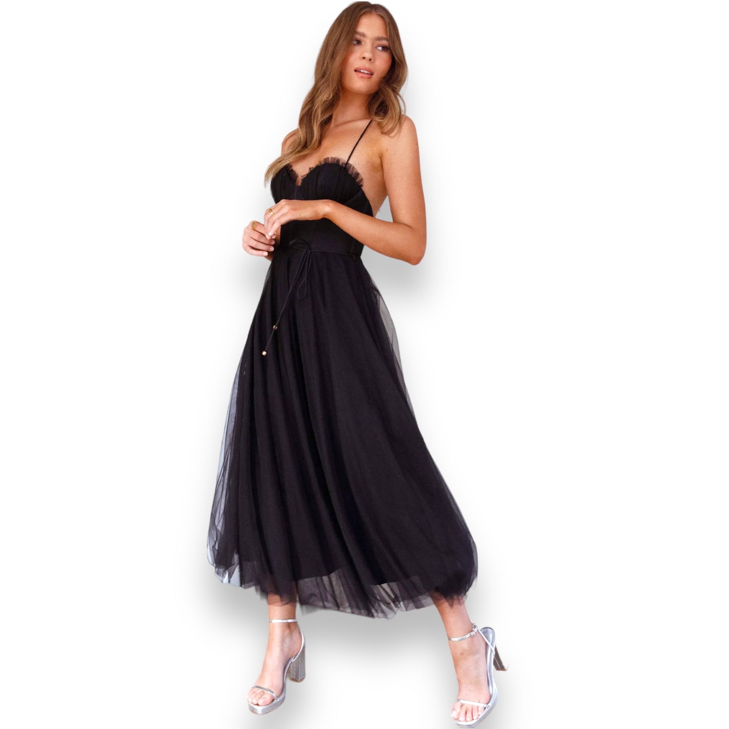 WINDFALL MIDI DRESS -BLACK