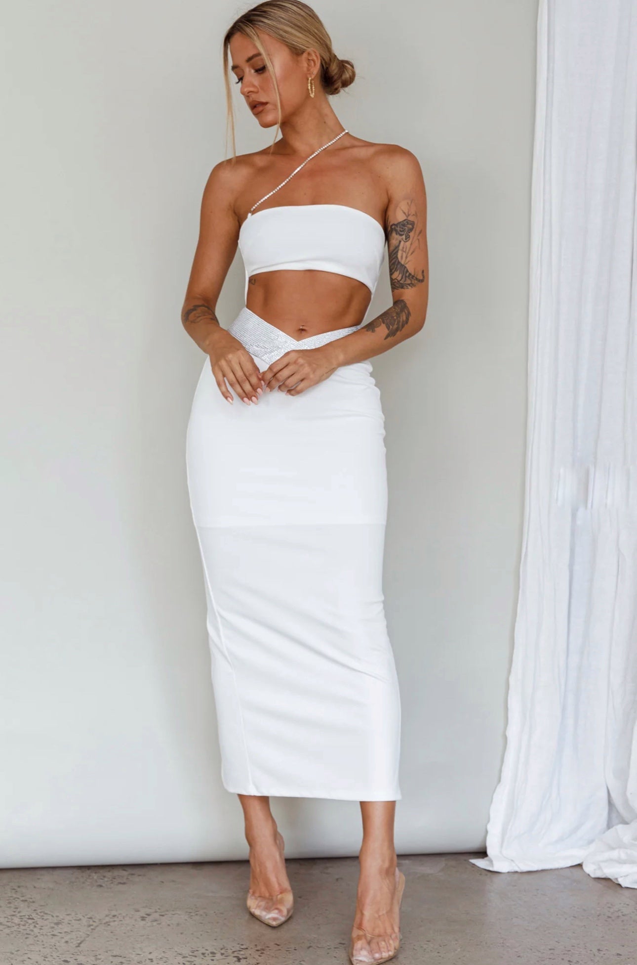 LIANA MIDI DRESS -WHITE