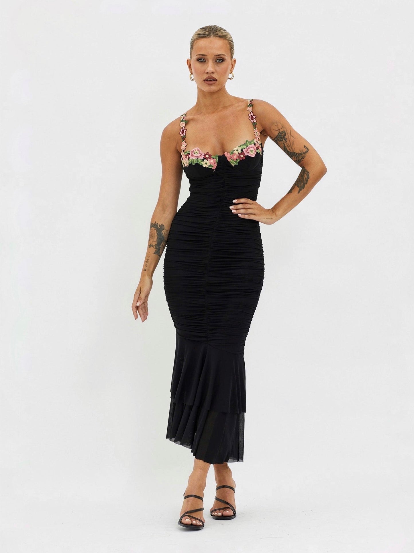 ANAELLE MIDI DRESS -BLACK