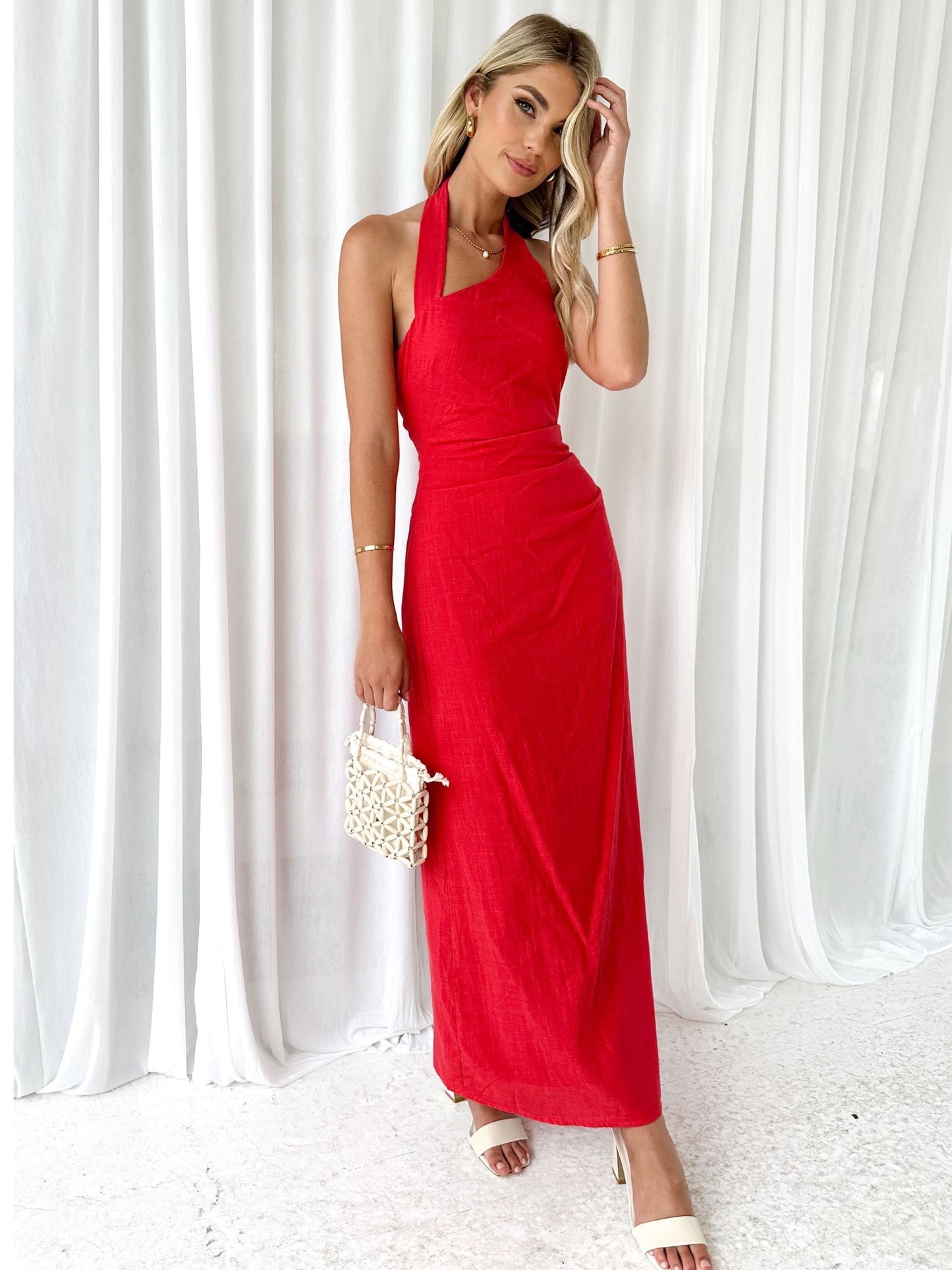 AGNES MIDI DRESS -RED