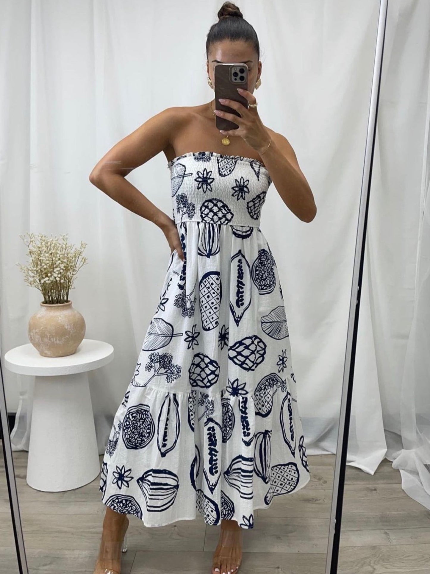 VERONA MIDI DRESS -BLUE PRINT