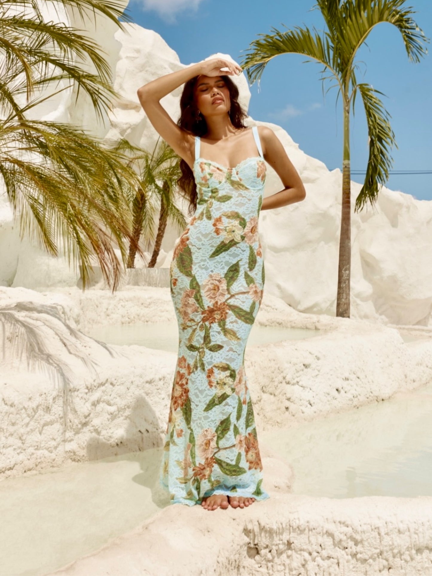 SERINA MAXI DRESS - BLUE FLORAL