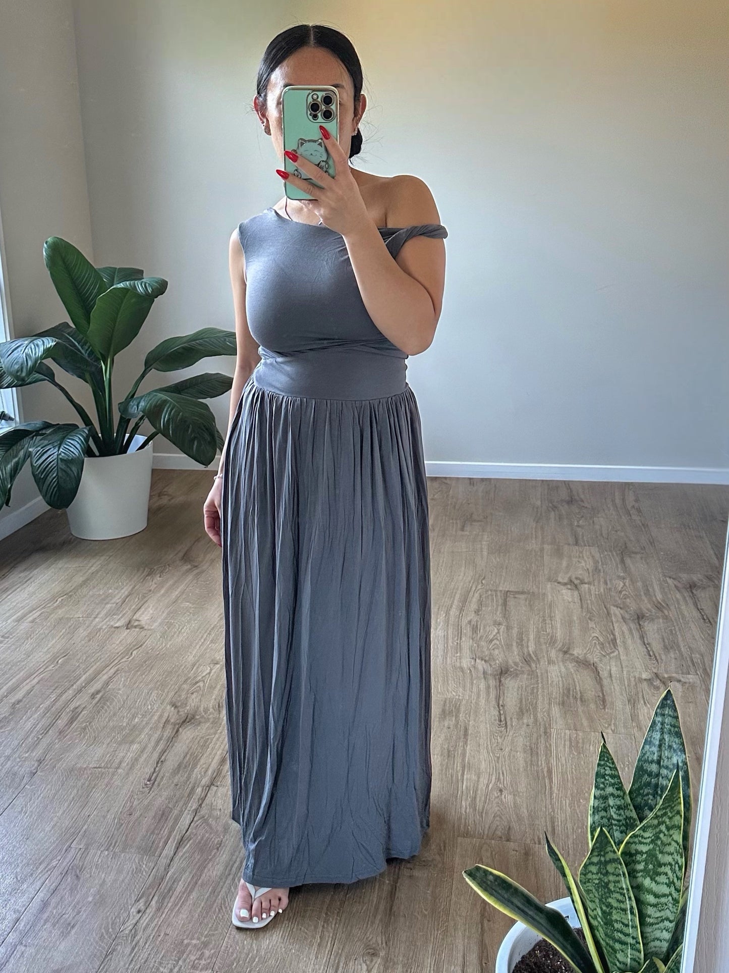COASTAL MIDI DRESS -CHARCOAL