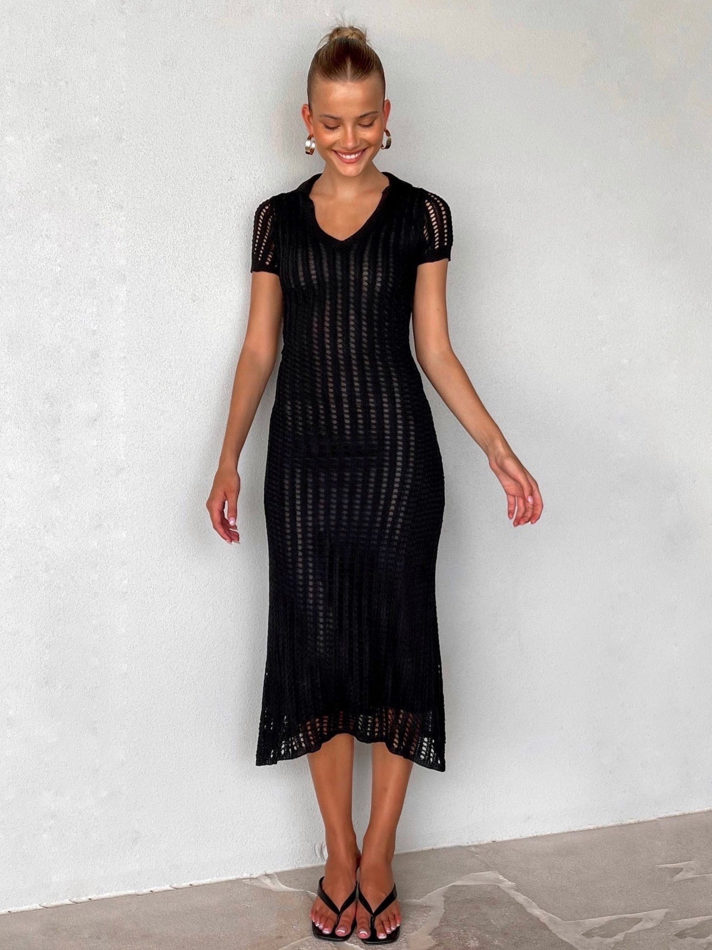 ELLIA MIDI DRESS -BLACK