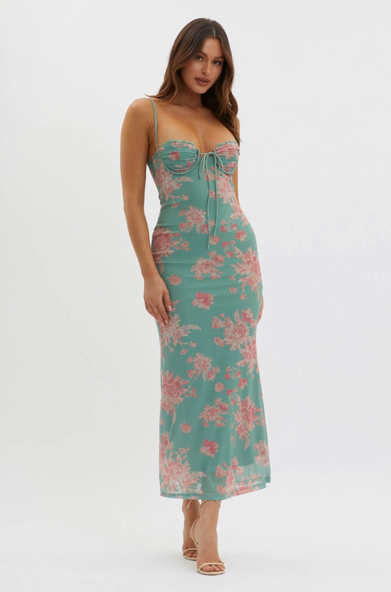 MAIA MAXI DRESS -GREEN/RED FLORAL