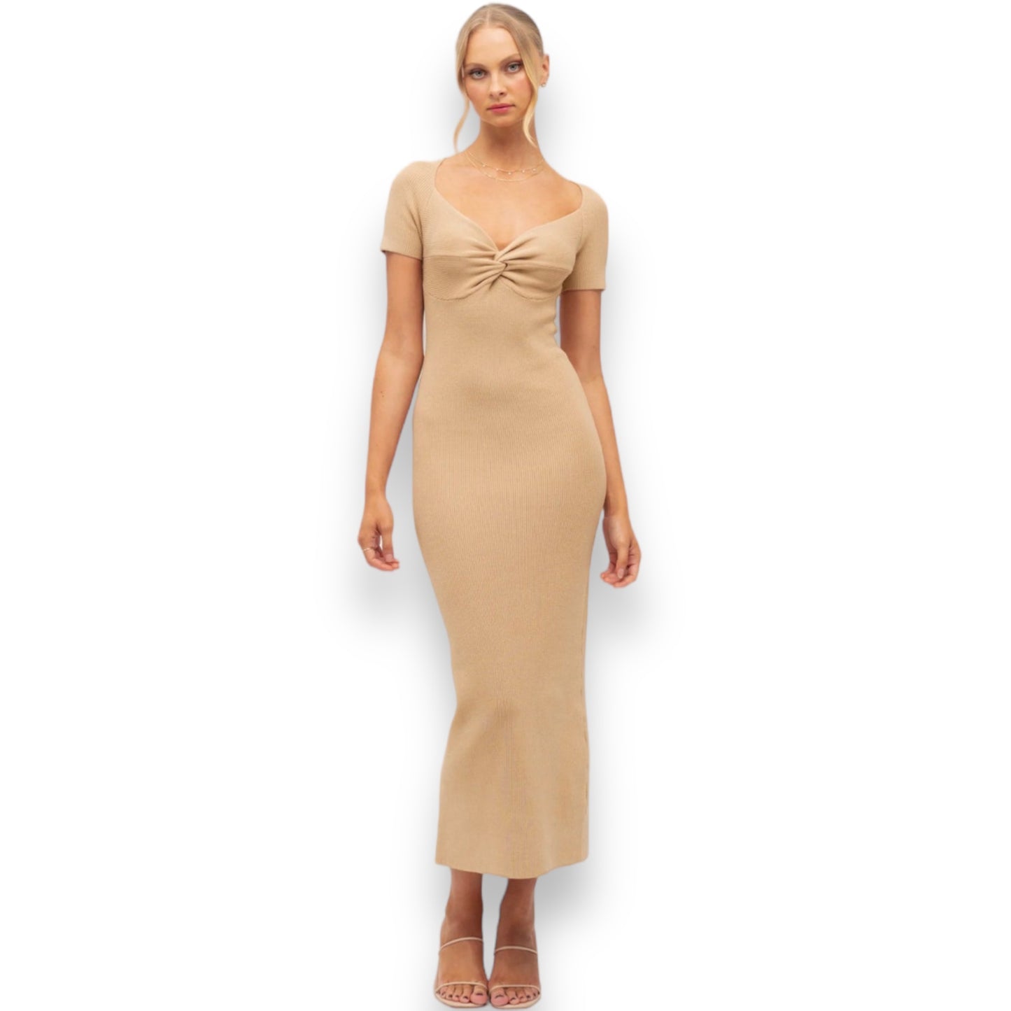 ABBY MIDI DRESS -BEIGE