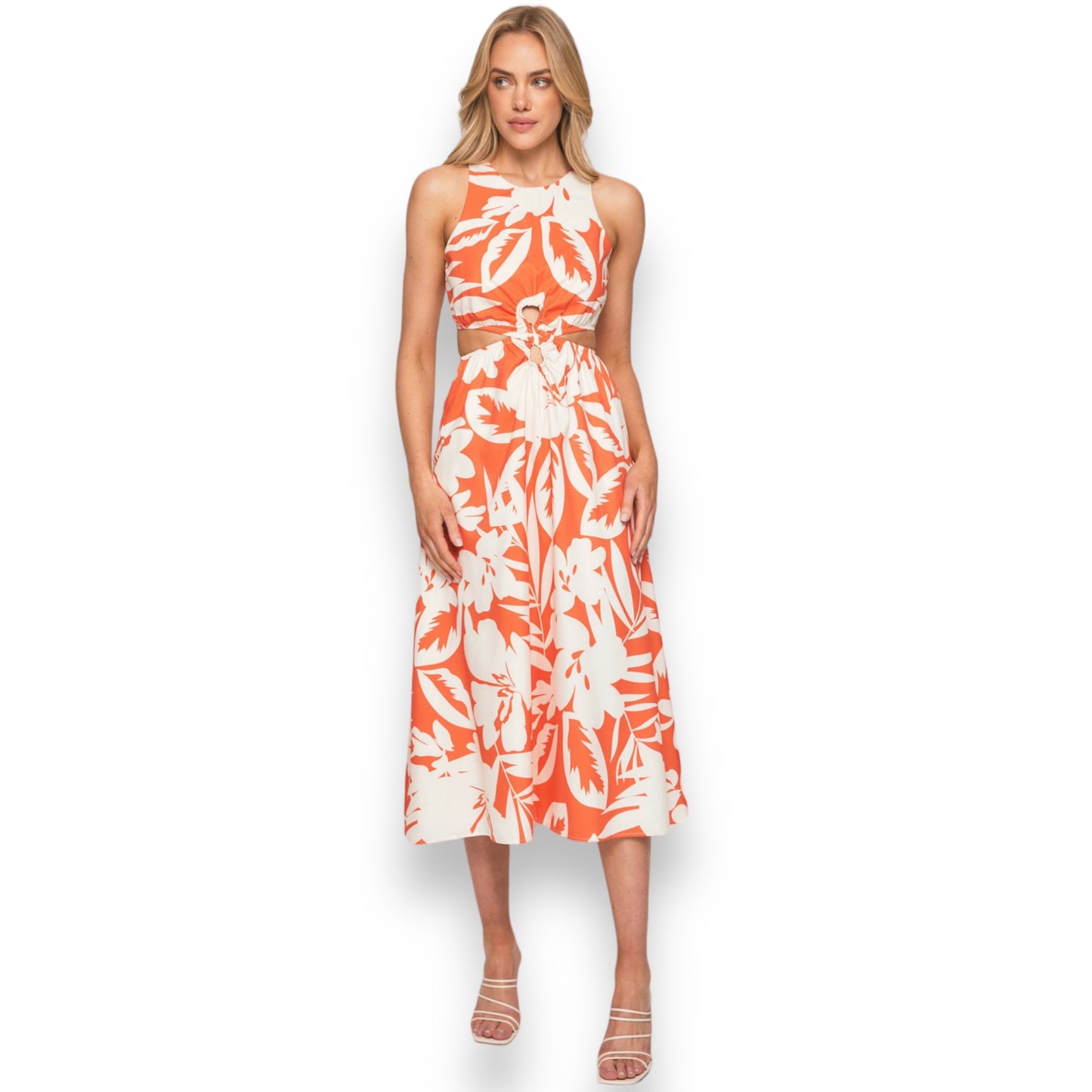 LISA MIDI DRESS -ORANGE TROPICAL