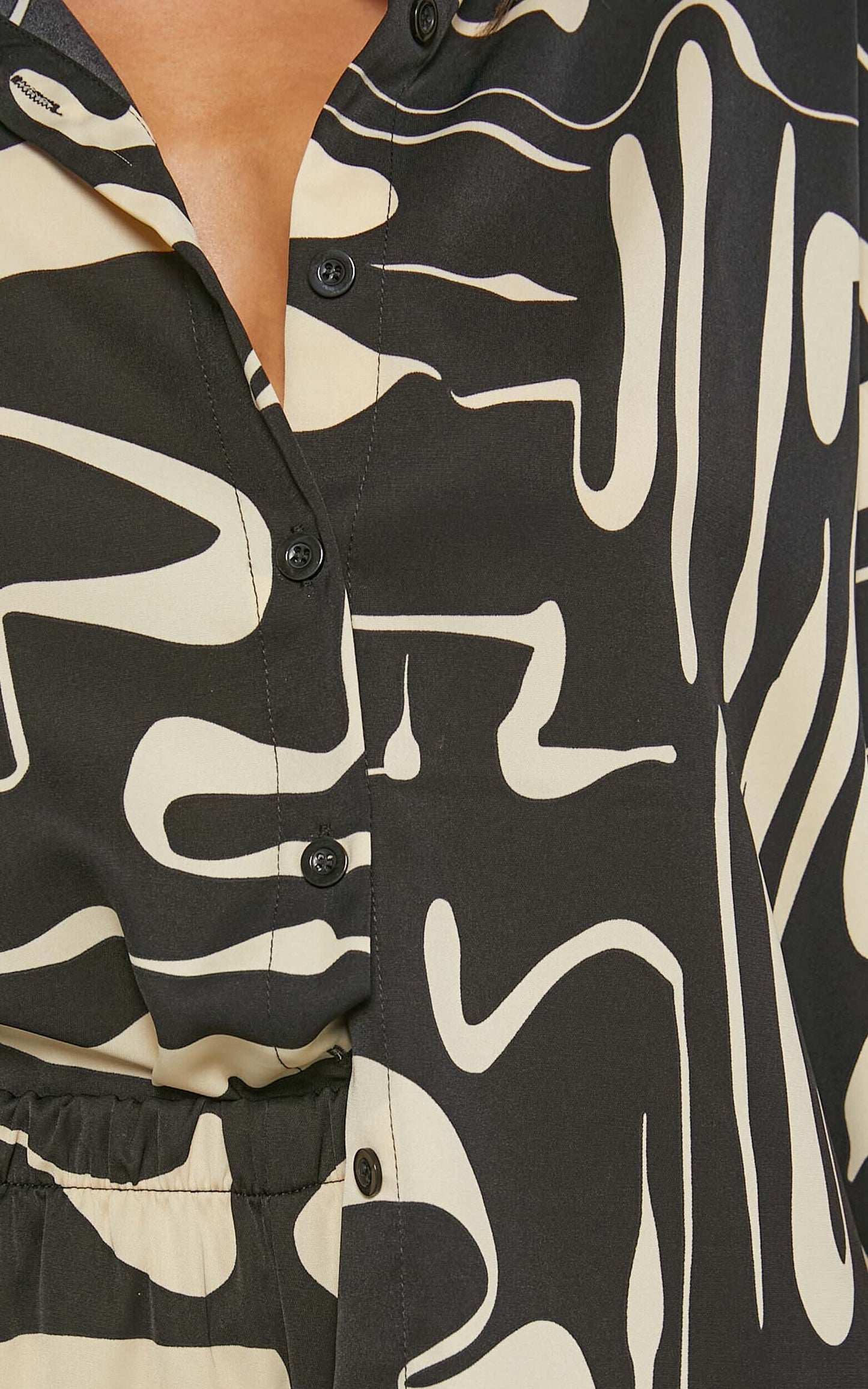 ZOELIE SHIRT & PANT SET - BLACK ABSTRACT