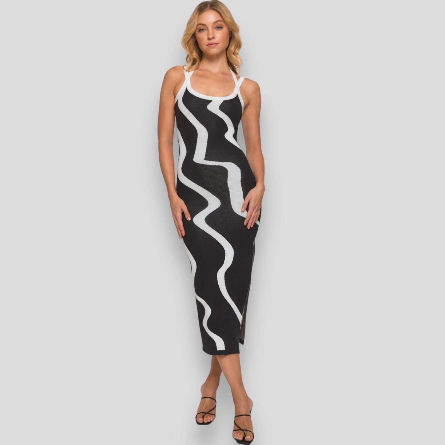 HEIDI MIDI DRESS-ABSTRACT PRINT