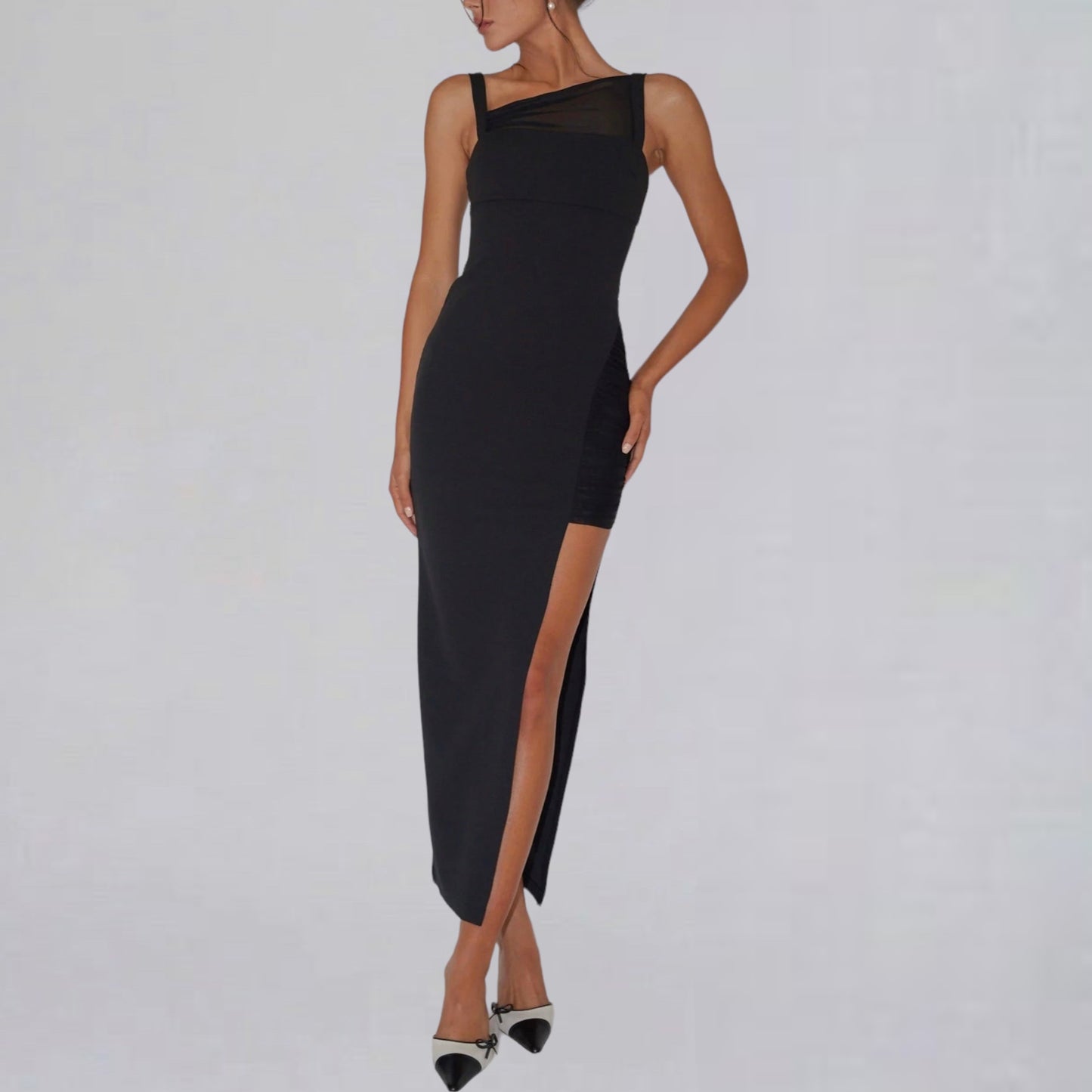 BOTTEGA MIDI DRESS -BLACK