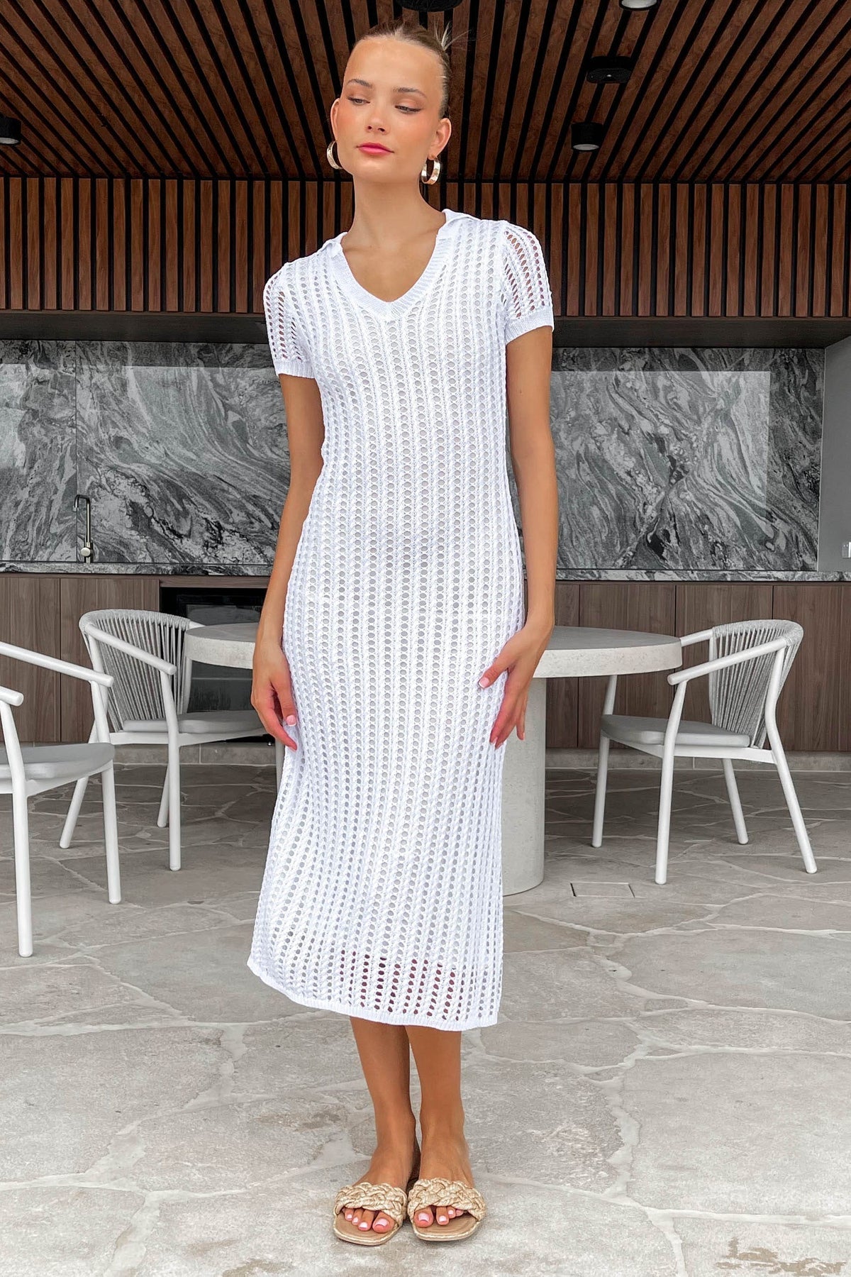 ELLIA MIDI DRESS -WHITE