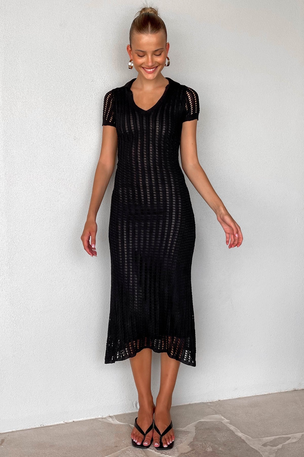 ELLIA MIDI DRESS -BLACK